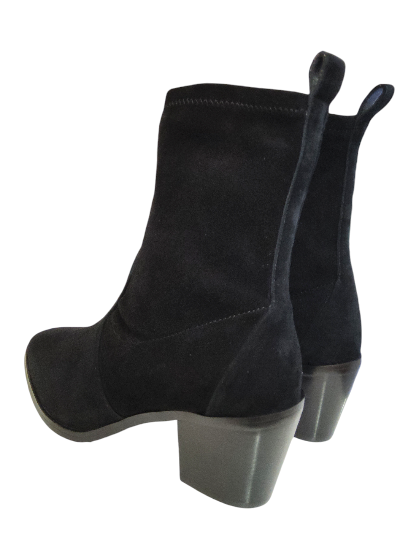 Black suede leather ankle boots