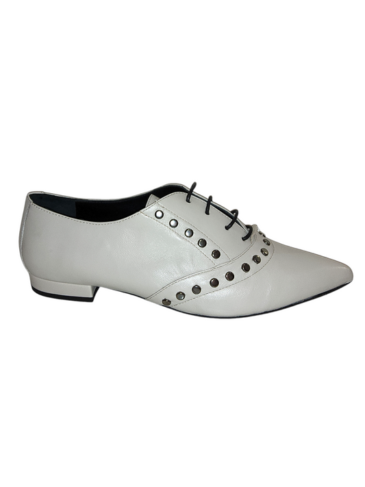 Cream leather lace up shoes