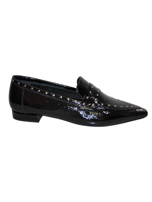 Black leather loafers