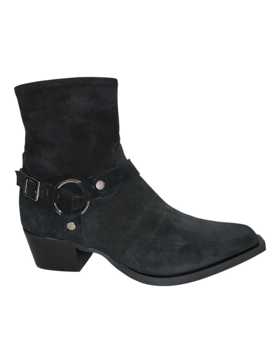 Black leather ankle boots