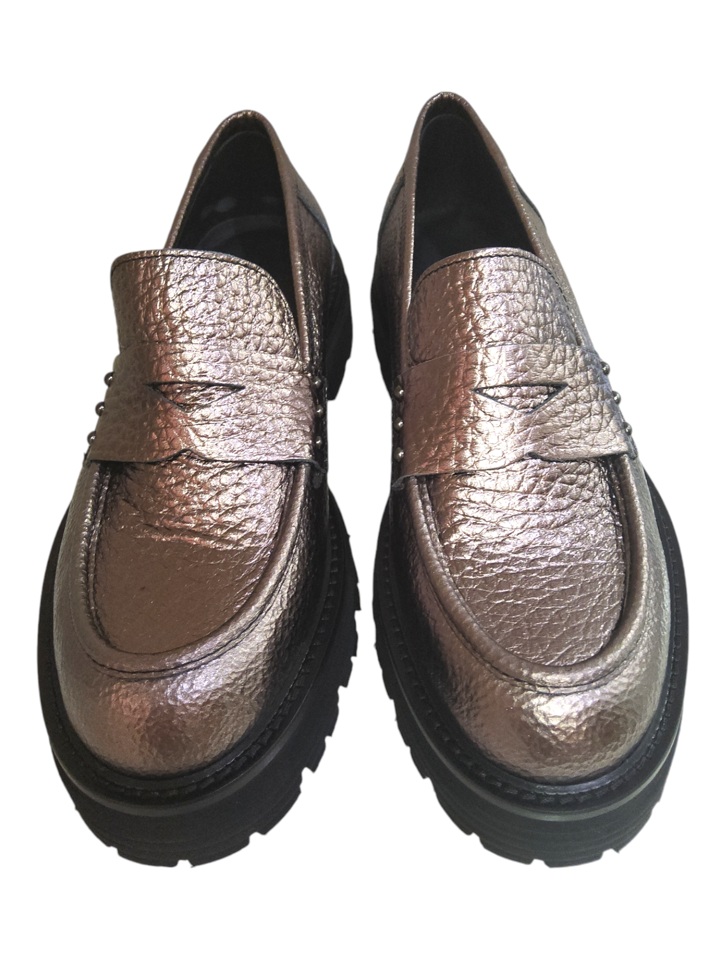 Metallic leather chunky loafers