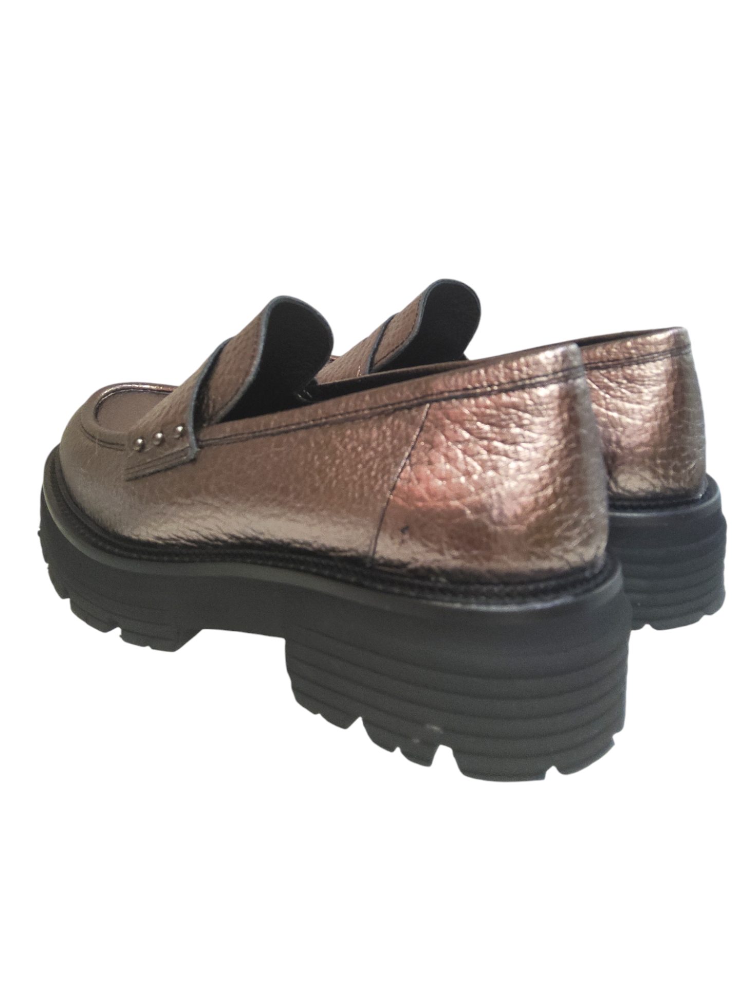 Metallic leather chunky loafers