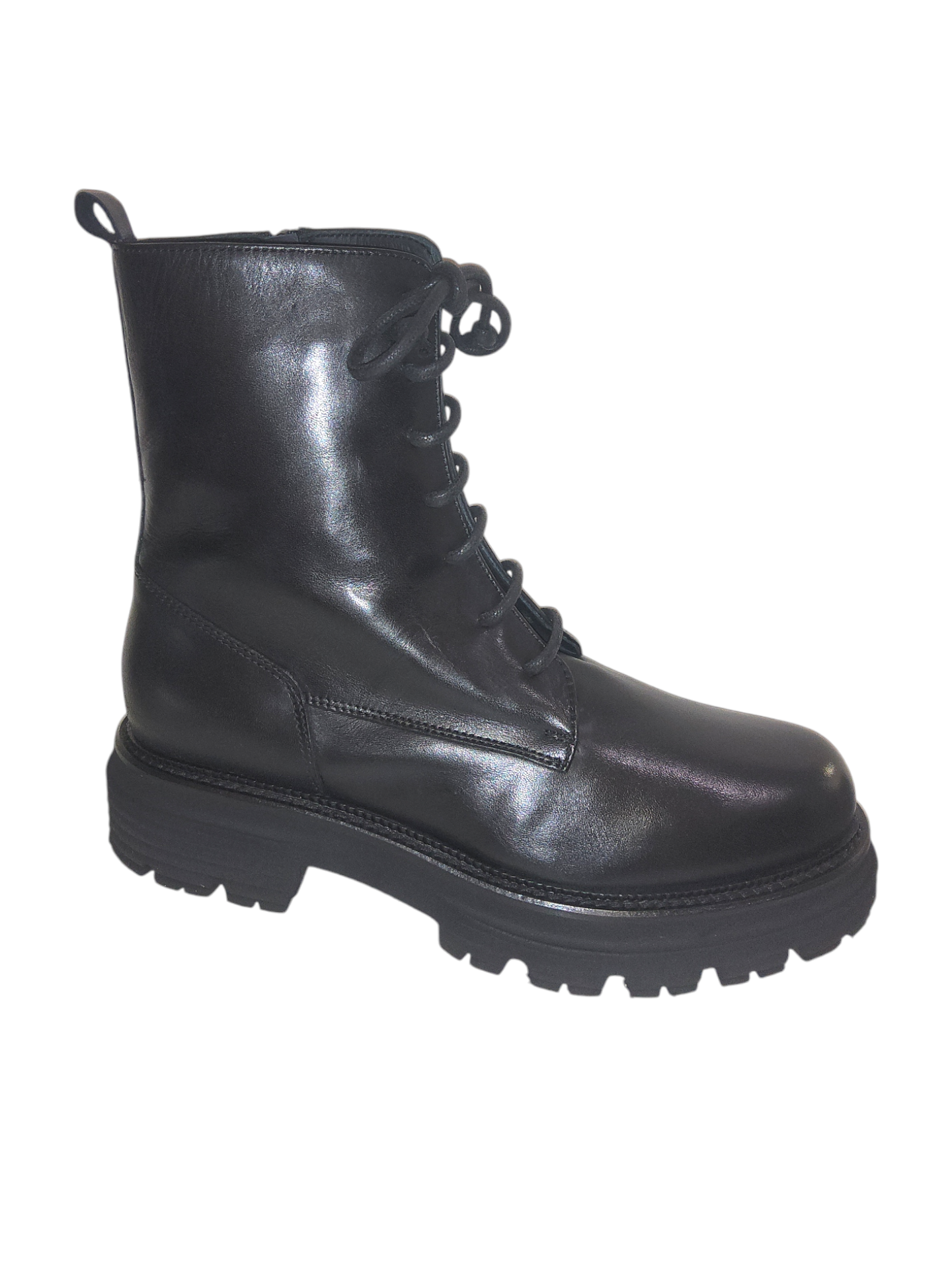 Black leather biker boots