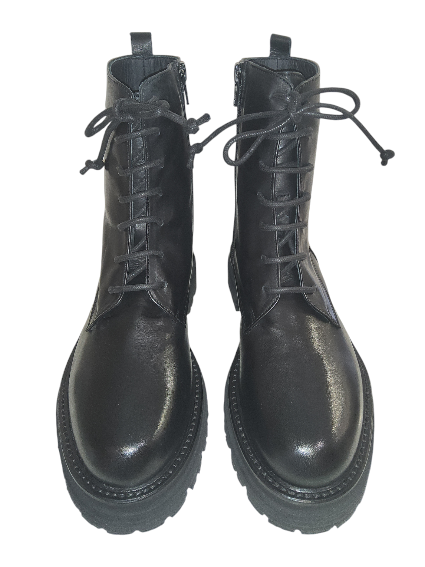 Black leather biker boots