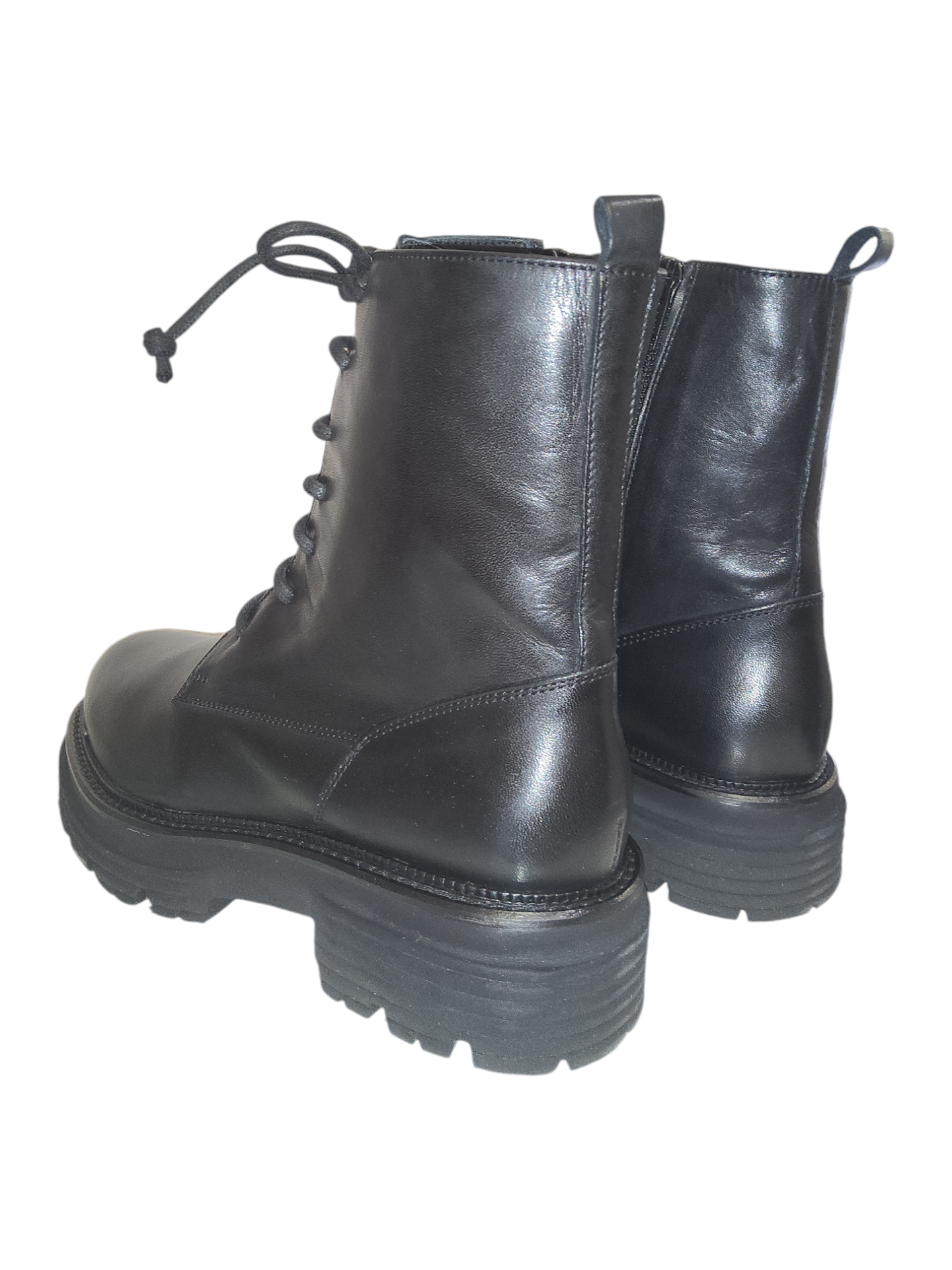 Black leather biker boots