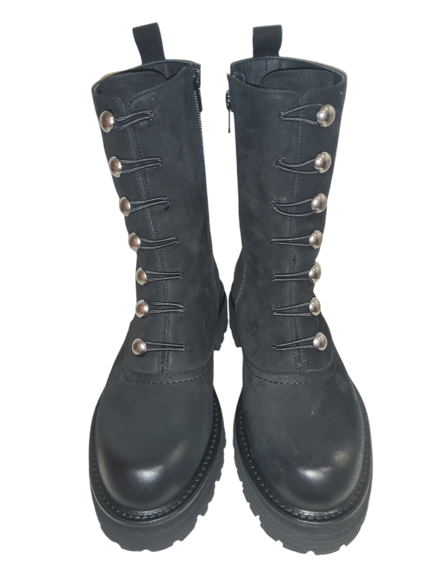 Black nubuck leather ankle boots