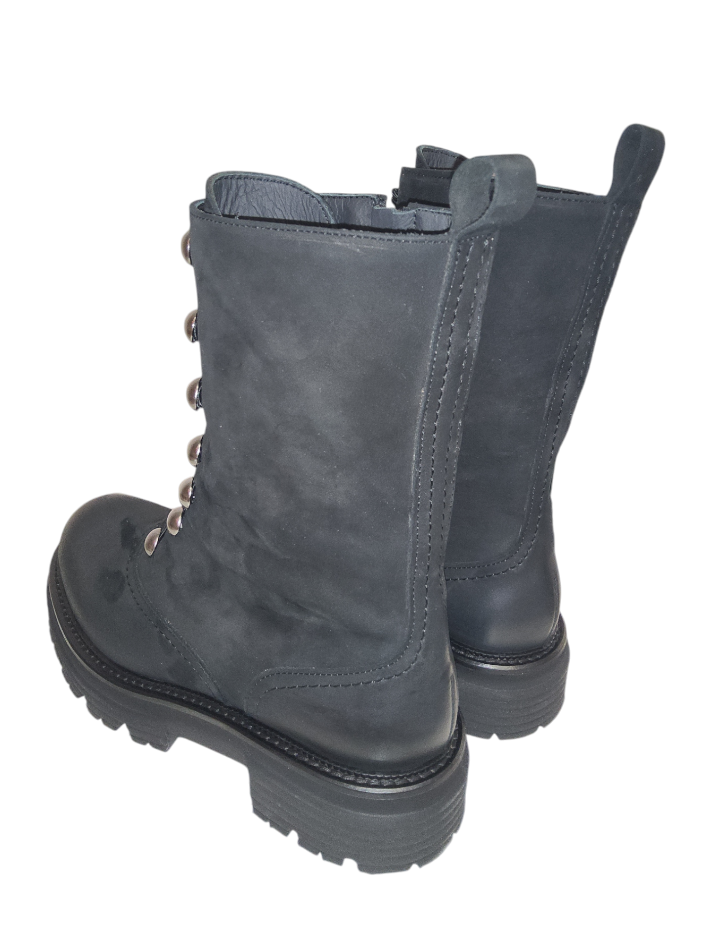 Black nubuck leather ankle boots