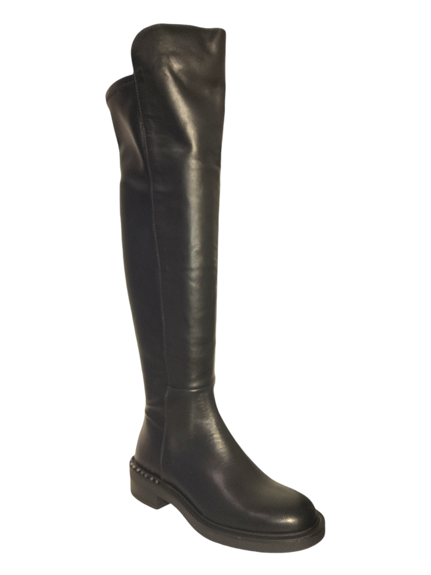 Black leather over-the knee boots