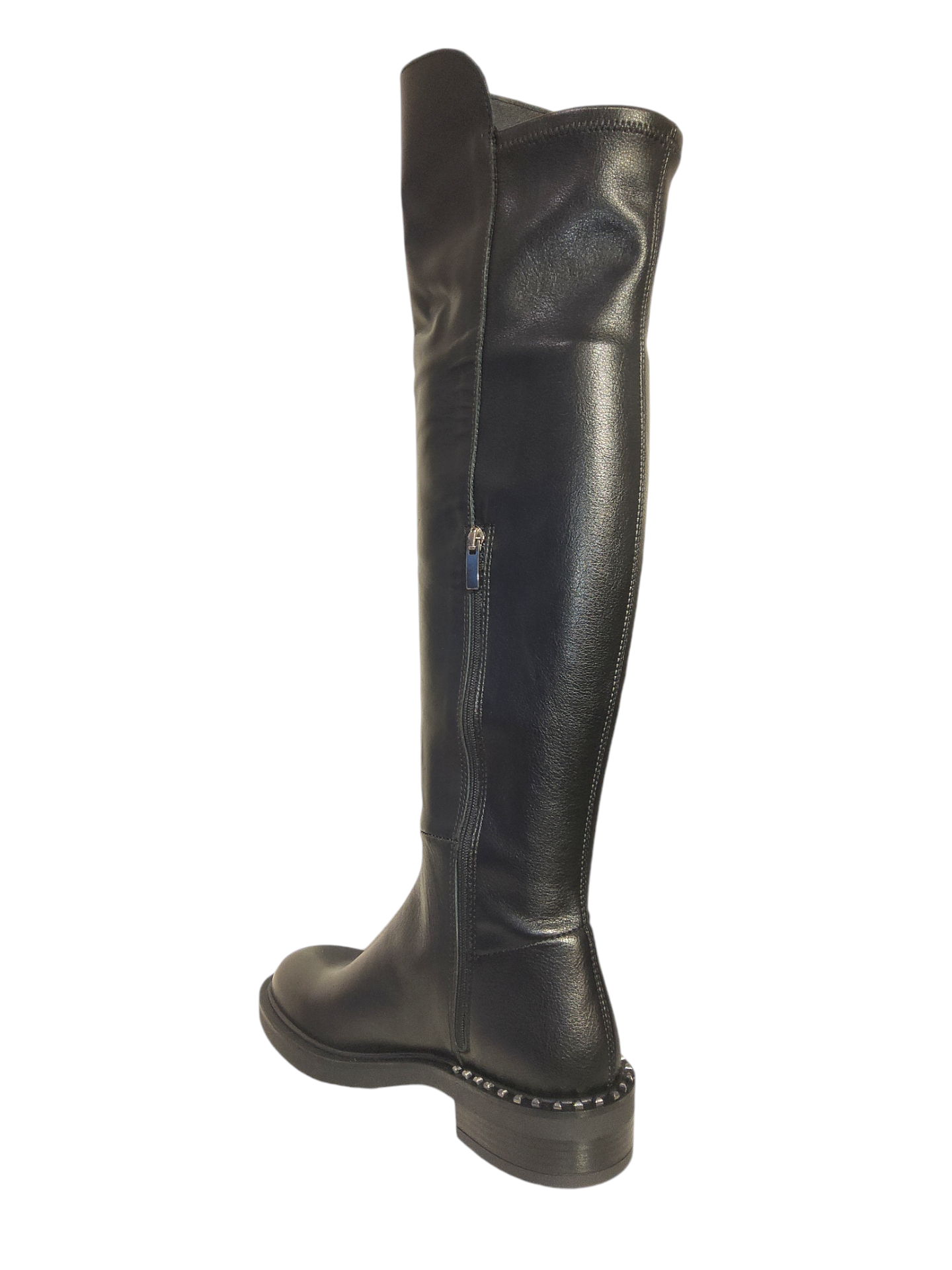 Black leather over-the knee boots