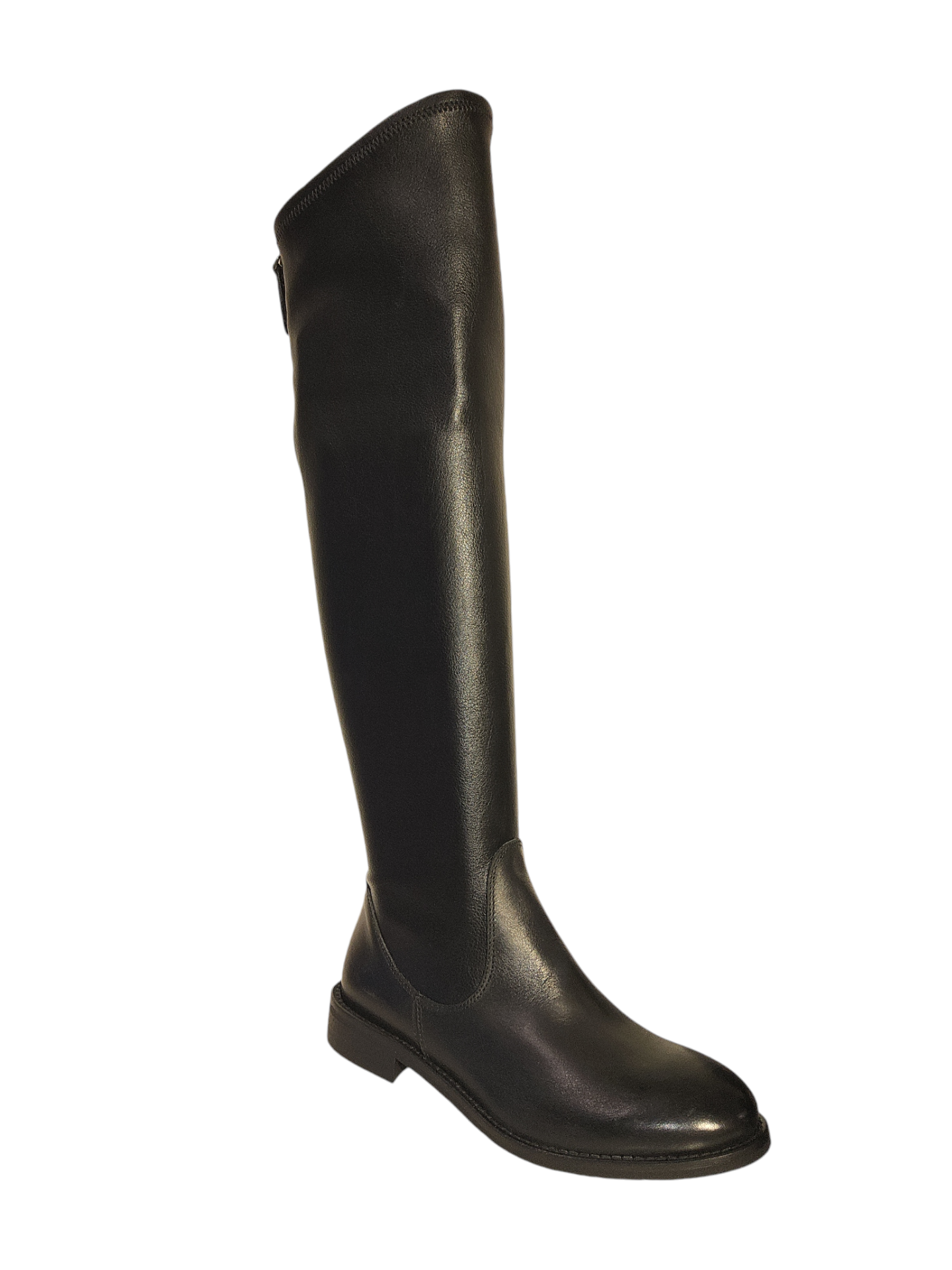 Black leather over-the knee boots