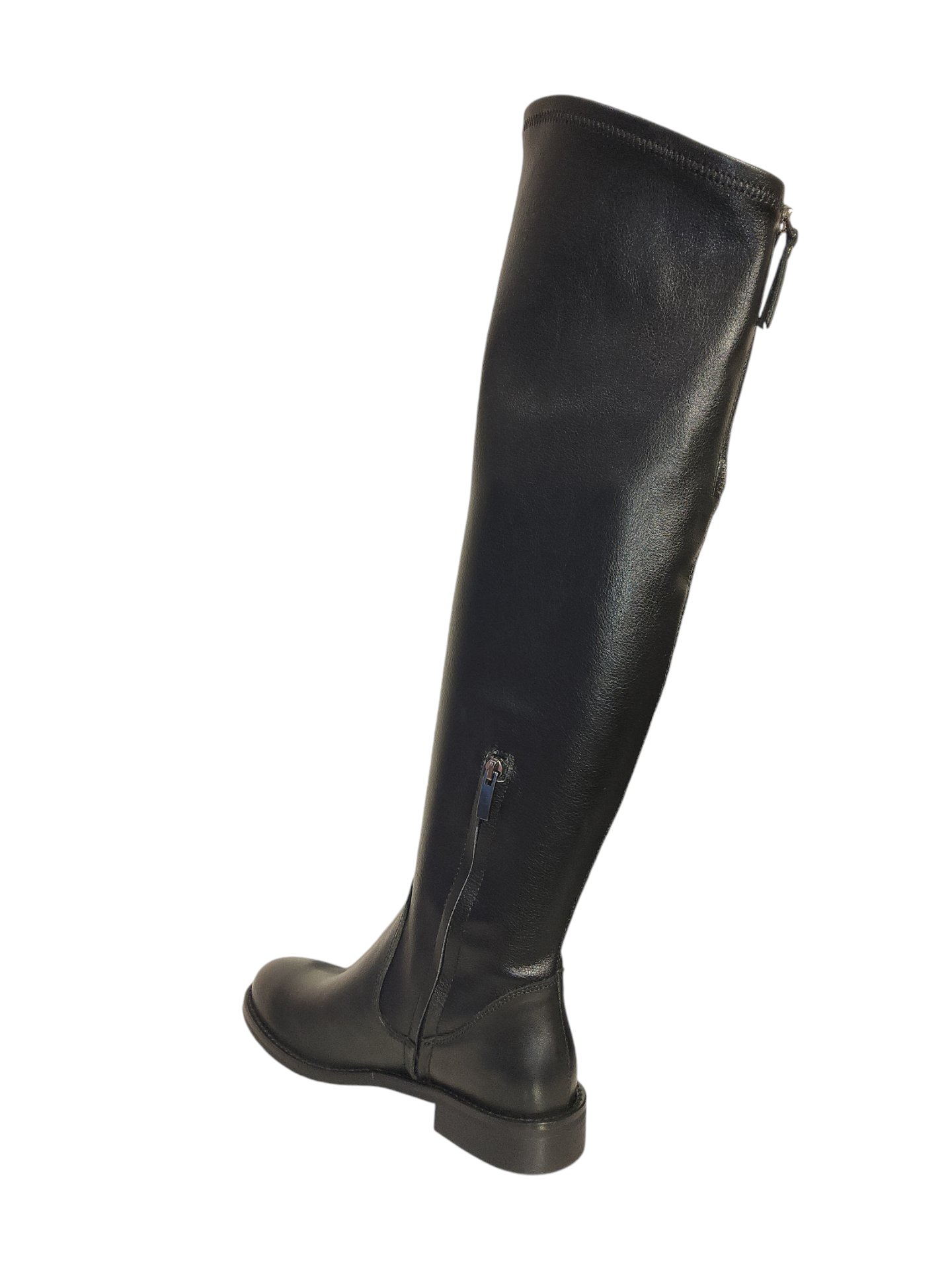 Black leather over-the knee boots