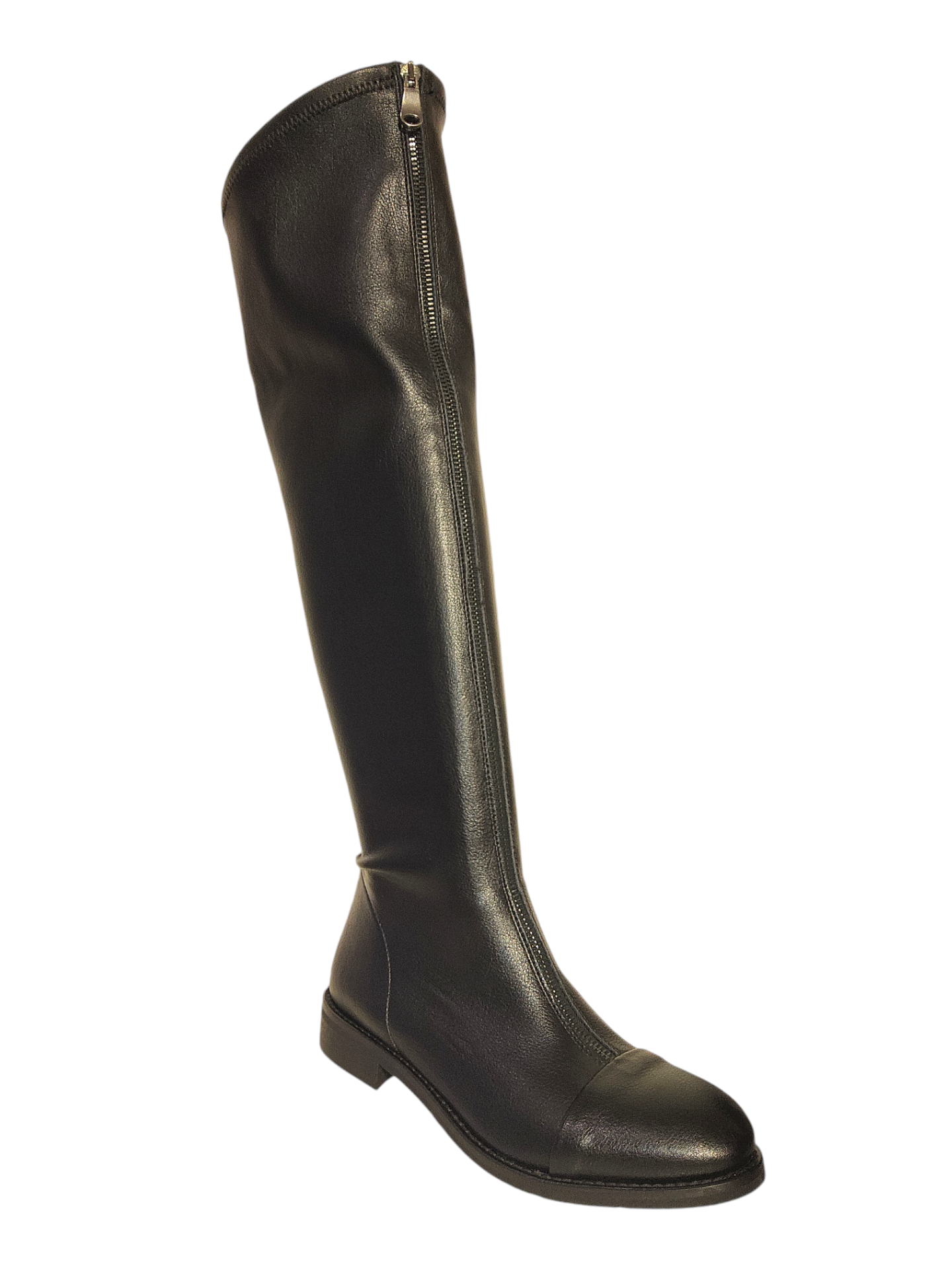 Black leather over-the knee boots