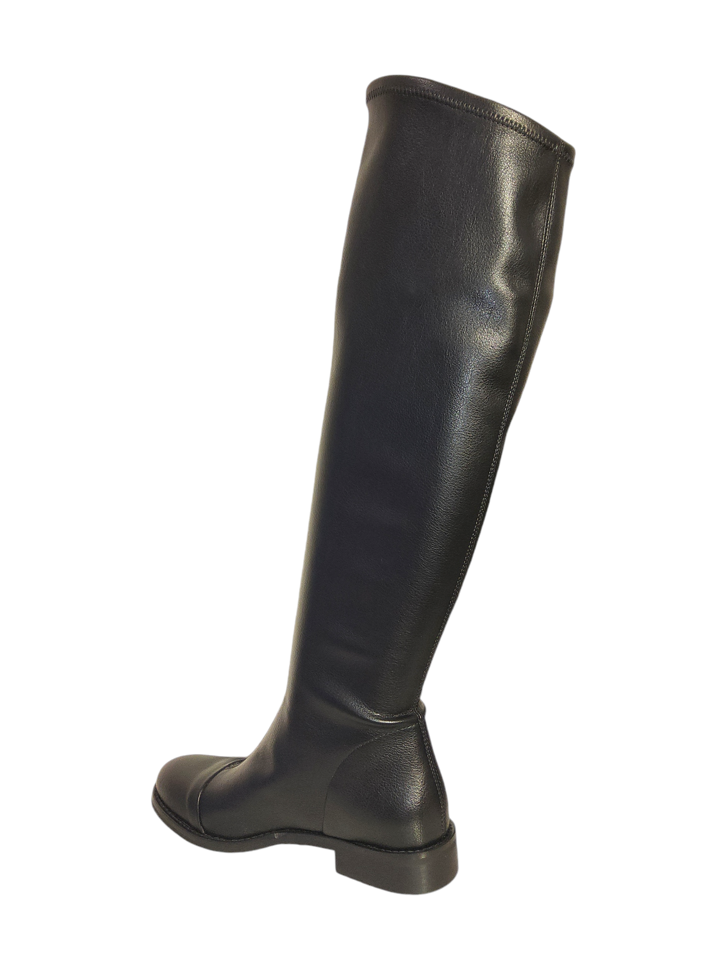 Black leather over-the knee boots