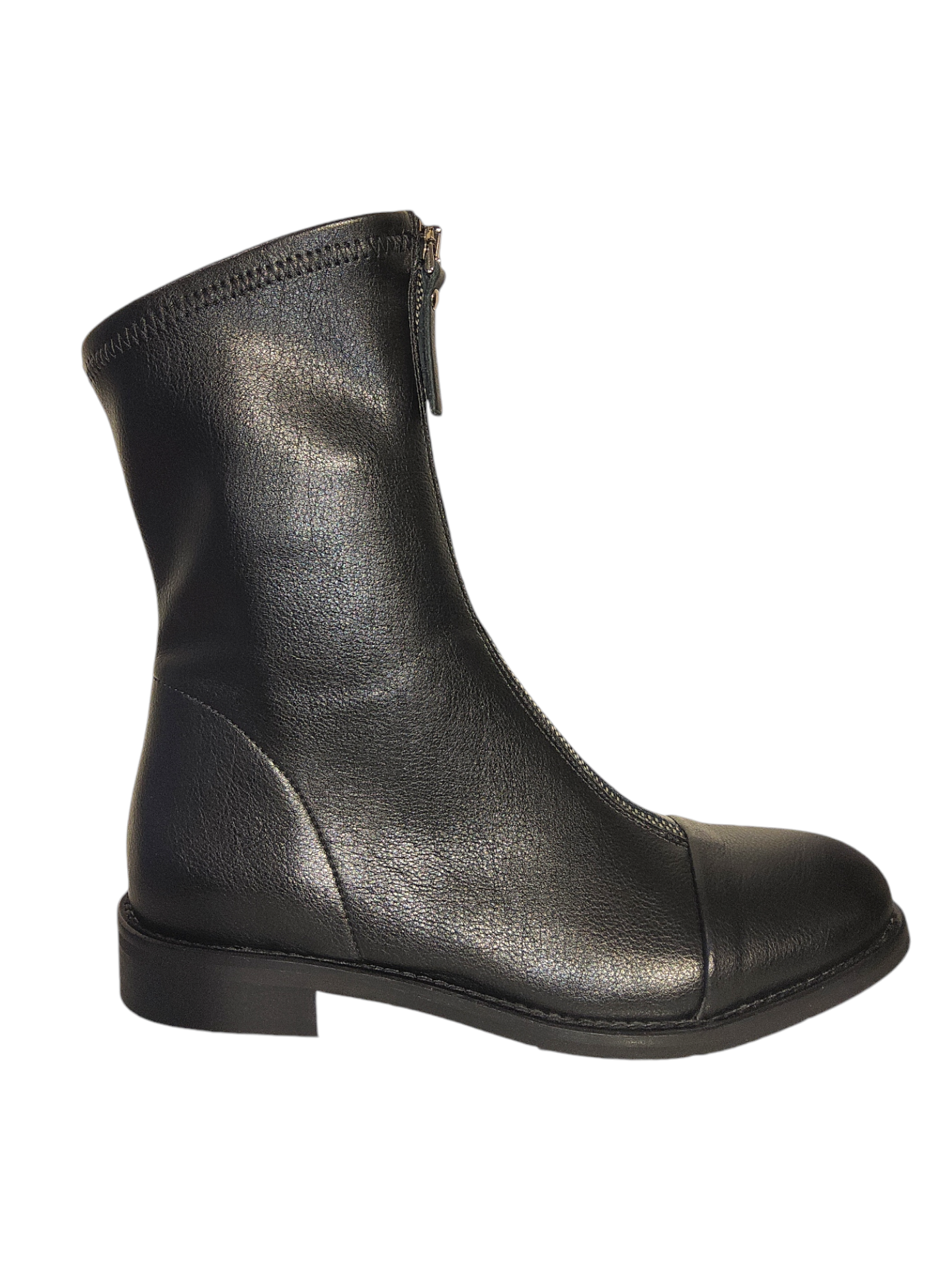 Black leather ankle boots