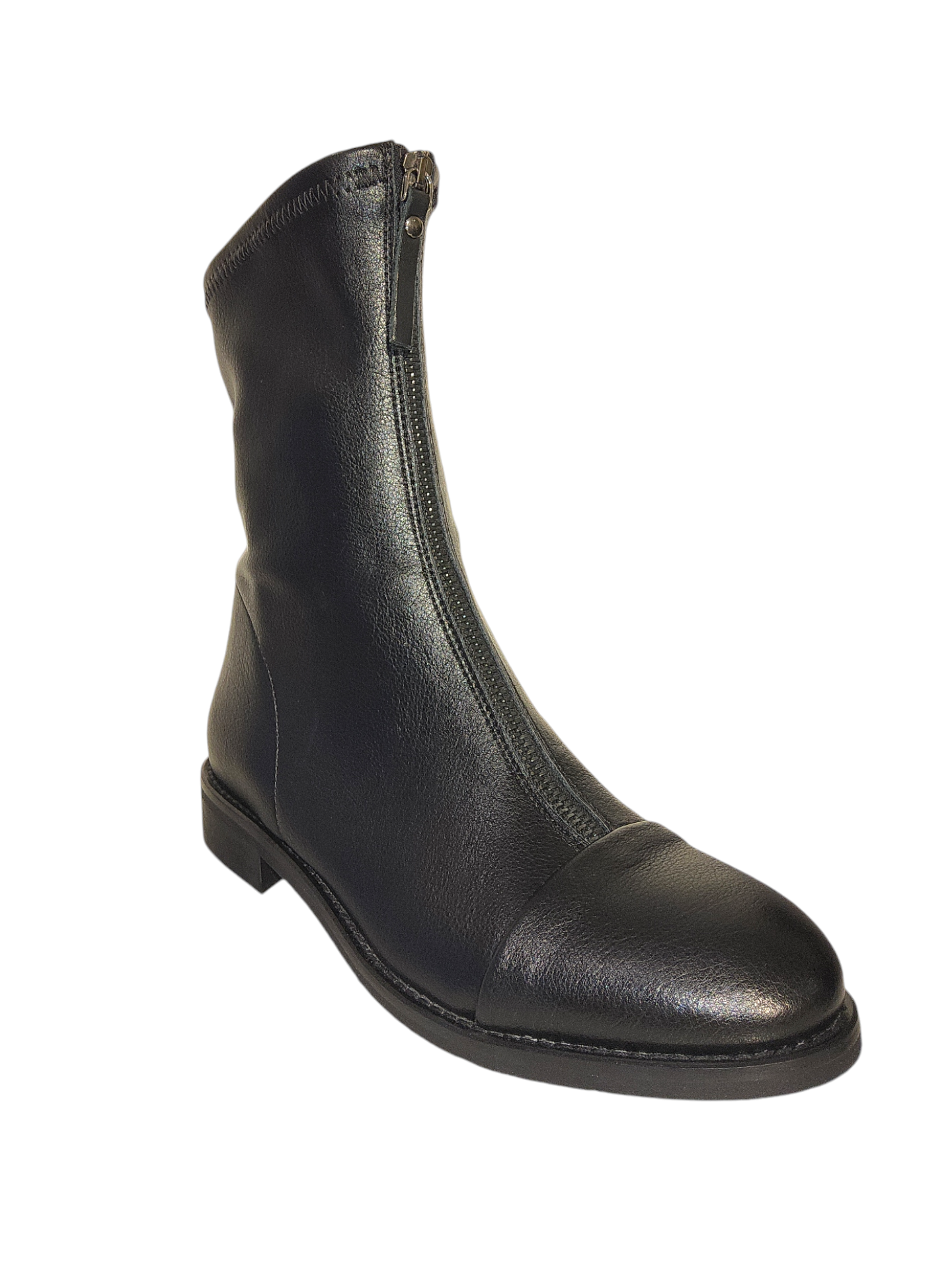 Black leather ankle boots