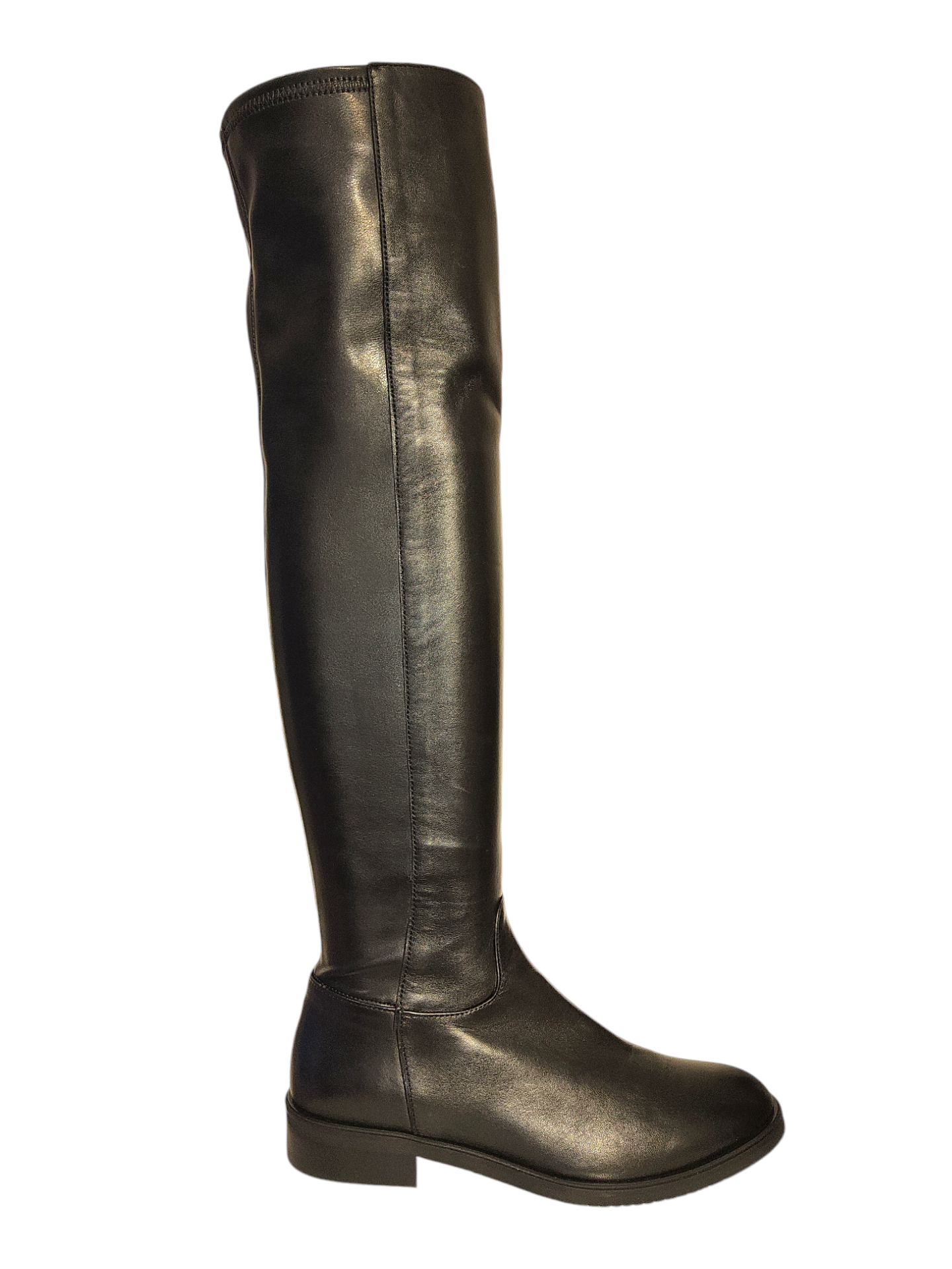 Black leather over-the knee boots