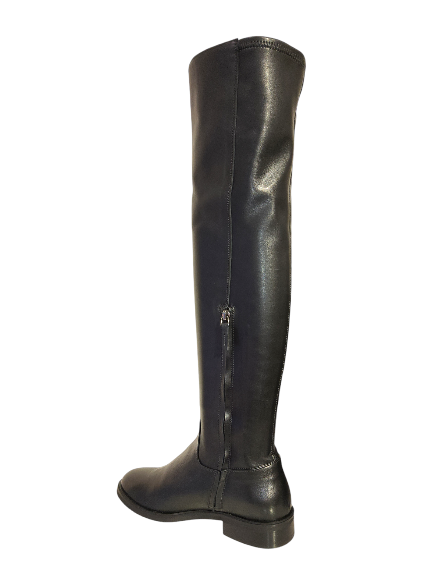 Black leather over-the knee boots