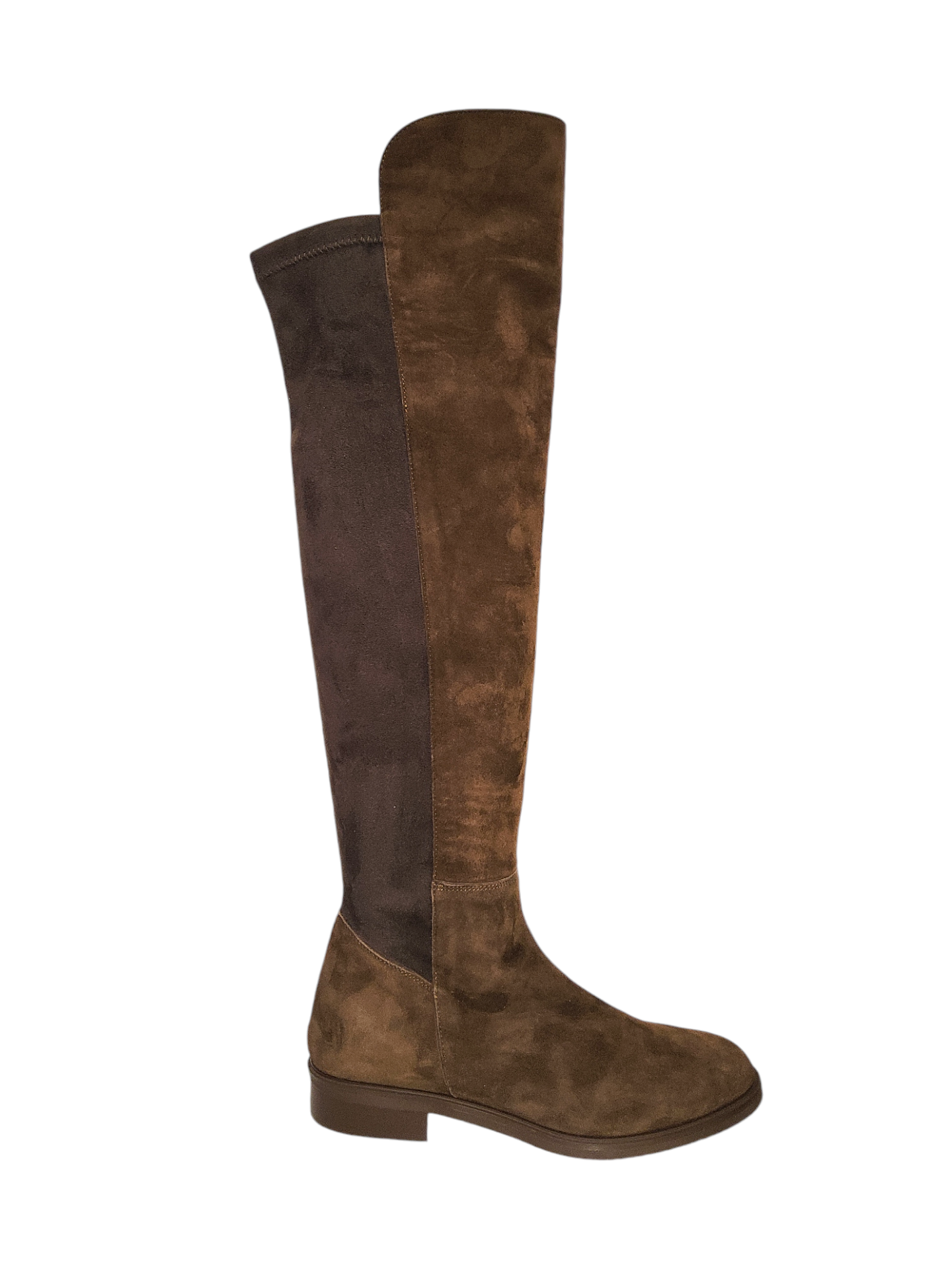 Brown suede leather over-the knee boots