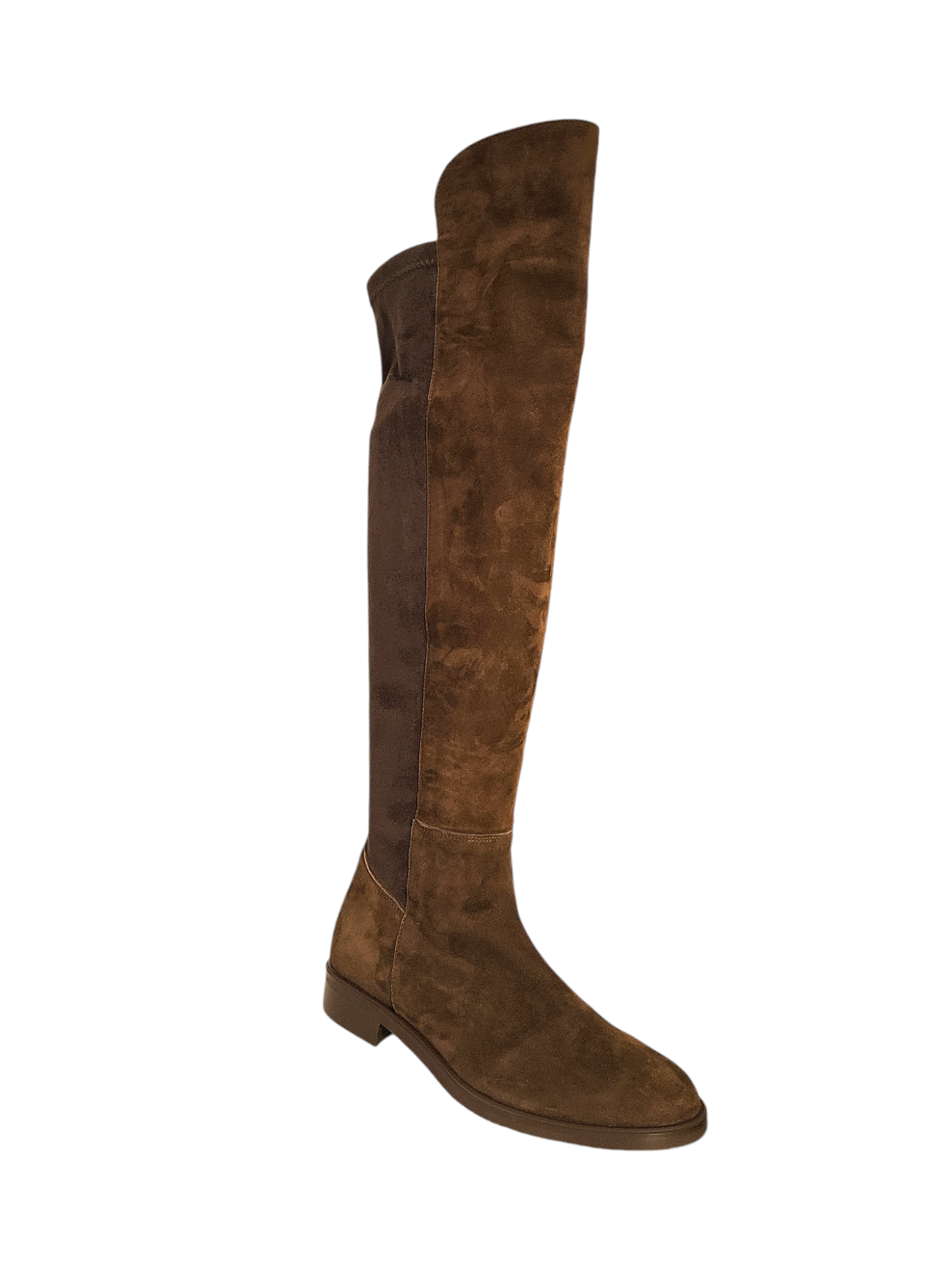 Brown suede leather over-the knee boots