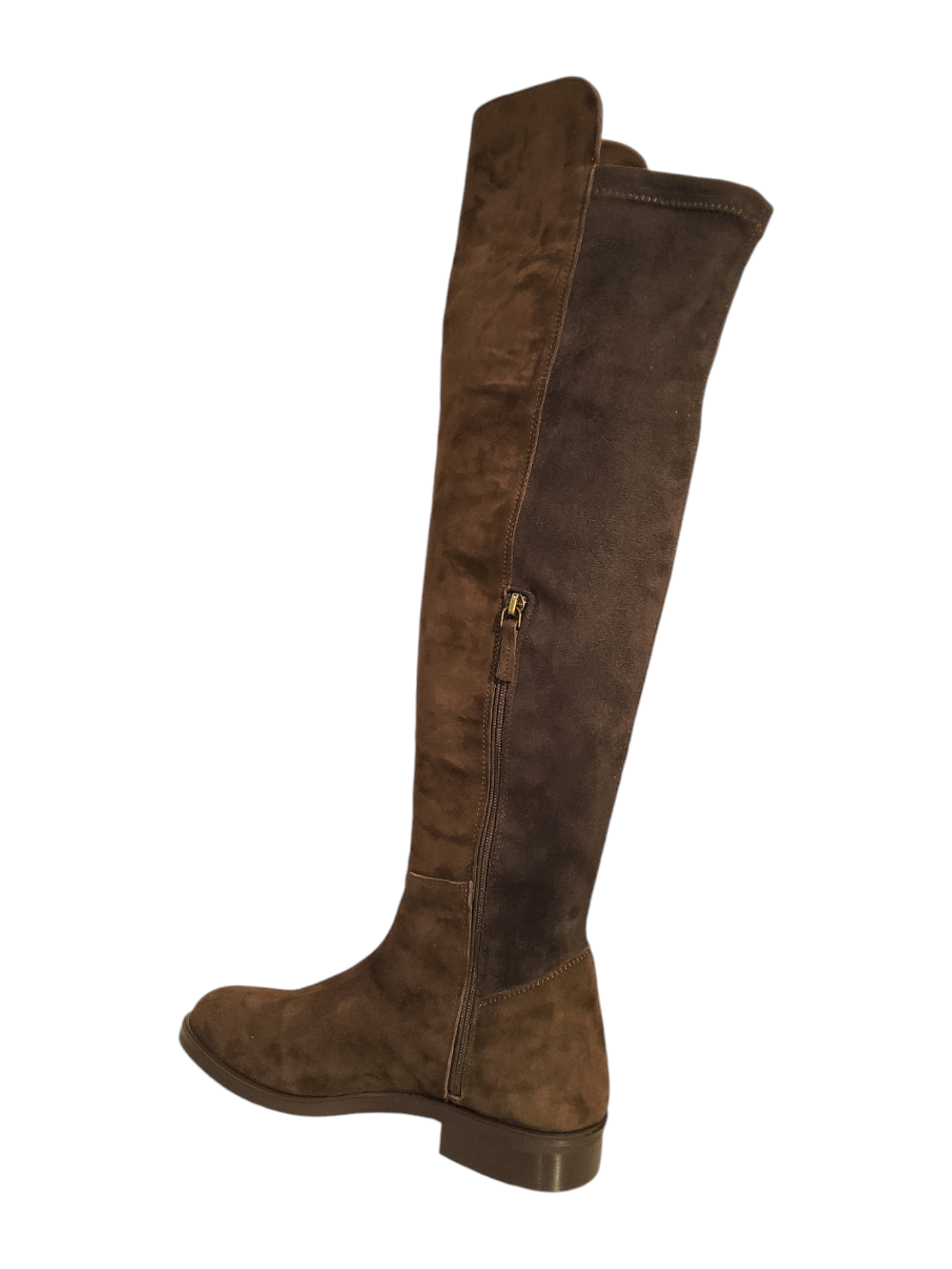 Brown suede leather over-the knee boots