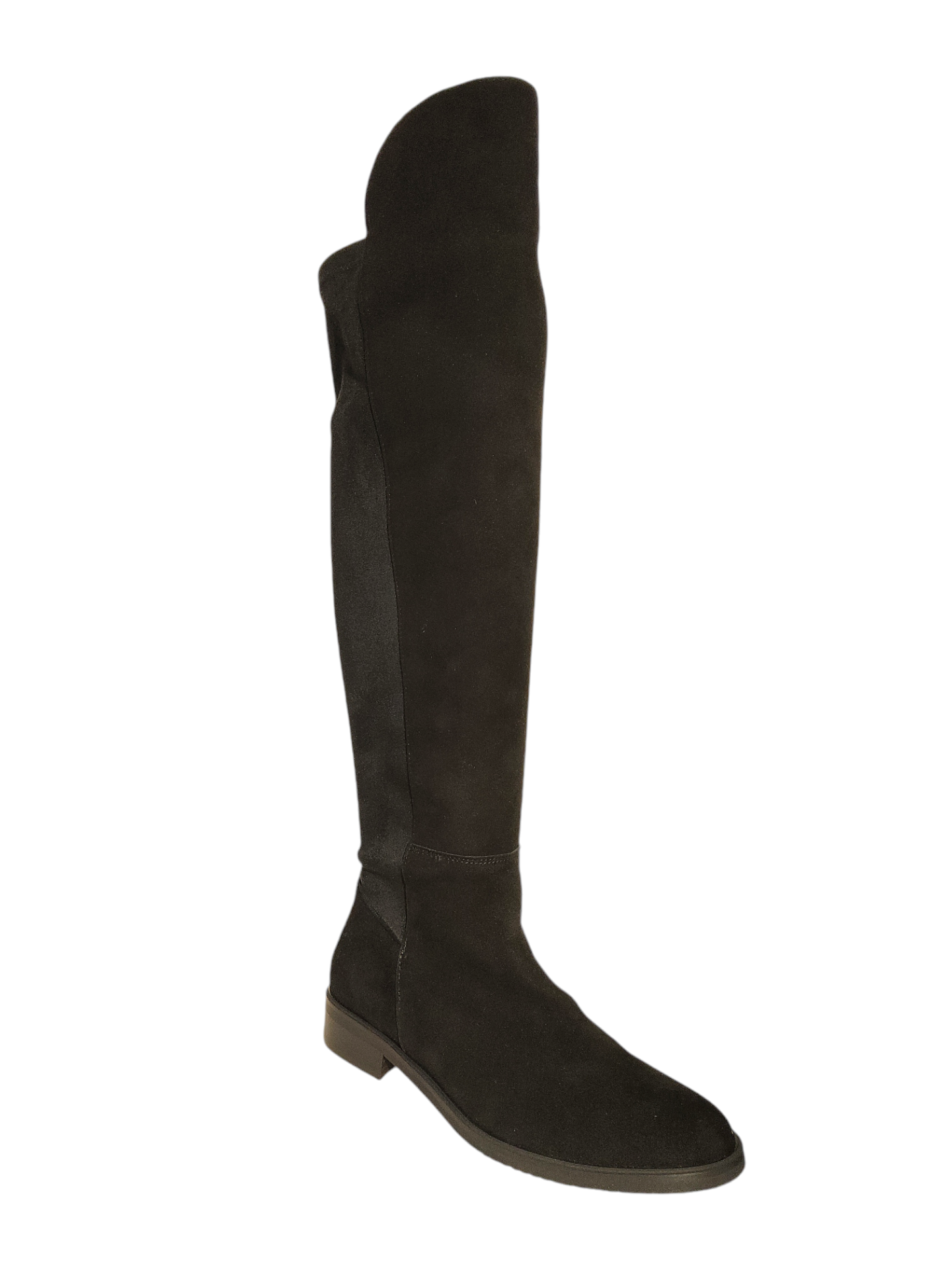 Black suede leather over-the knee boots