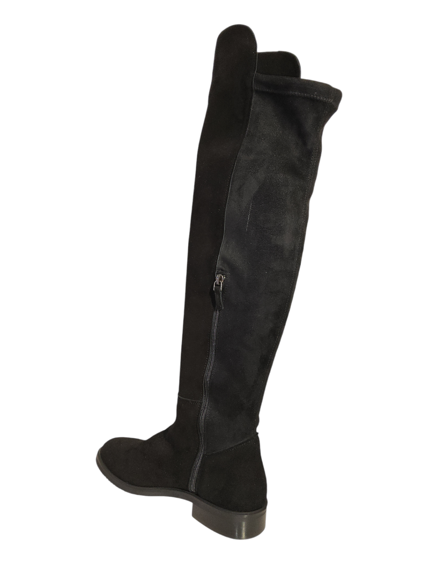 Black suede leather over-the knee boots