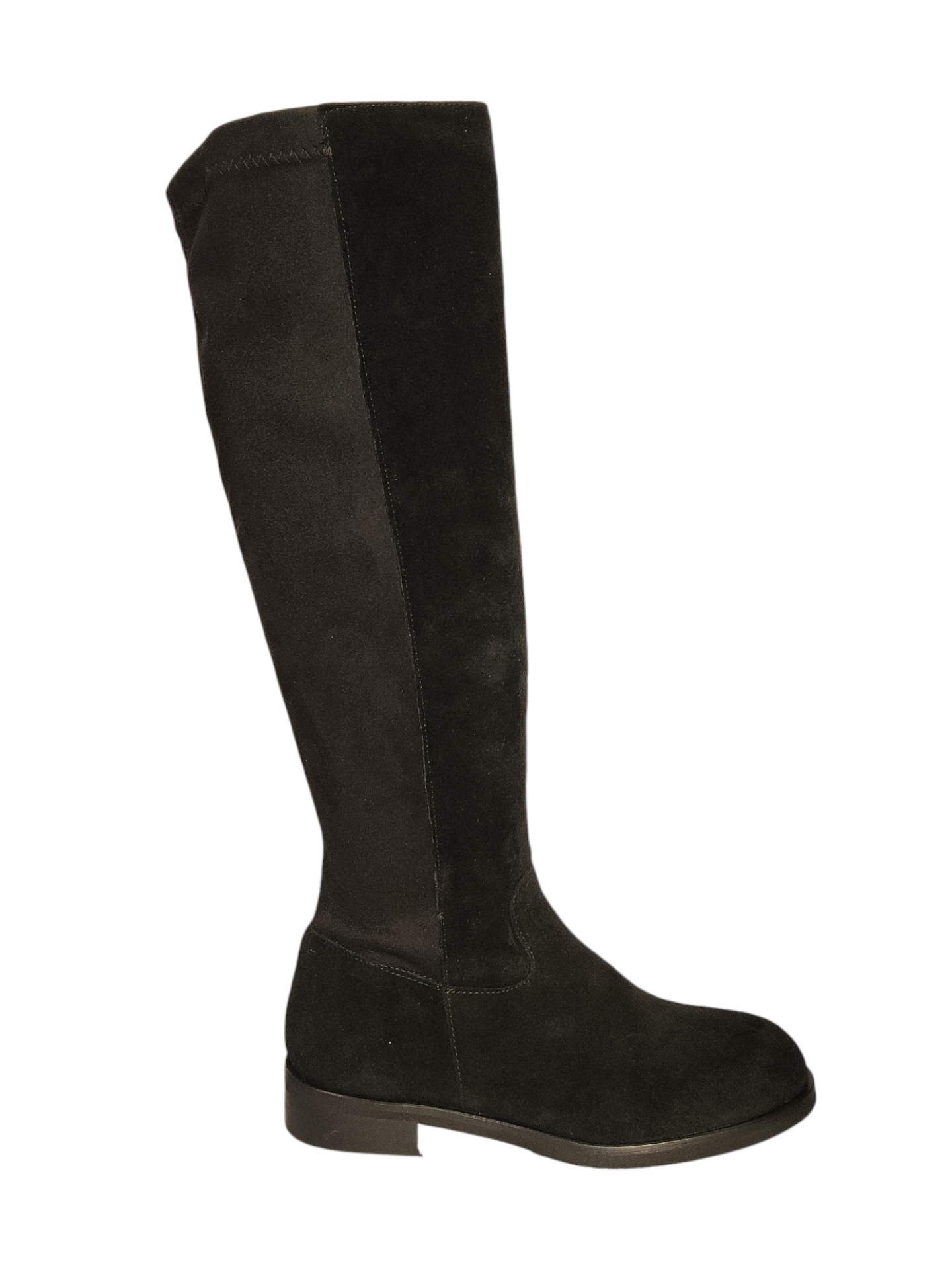 Black suede leather knee-high boots