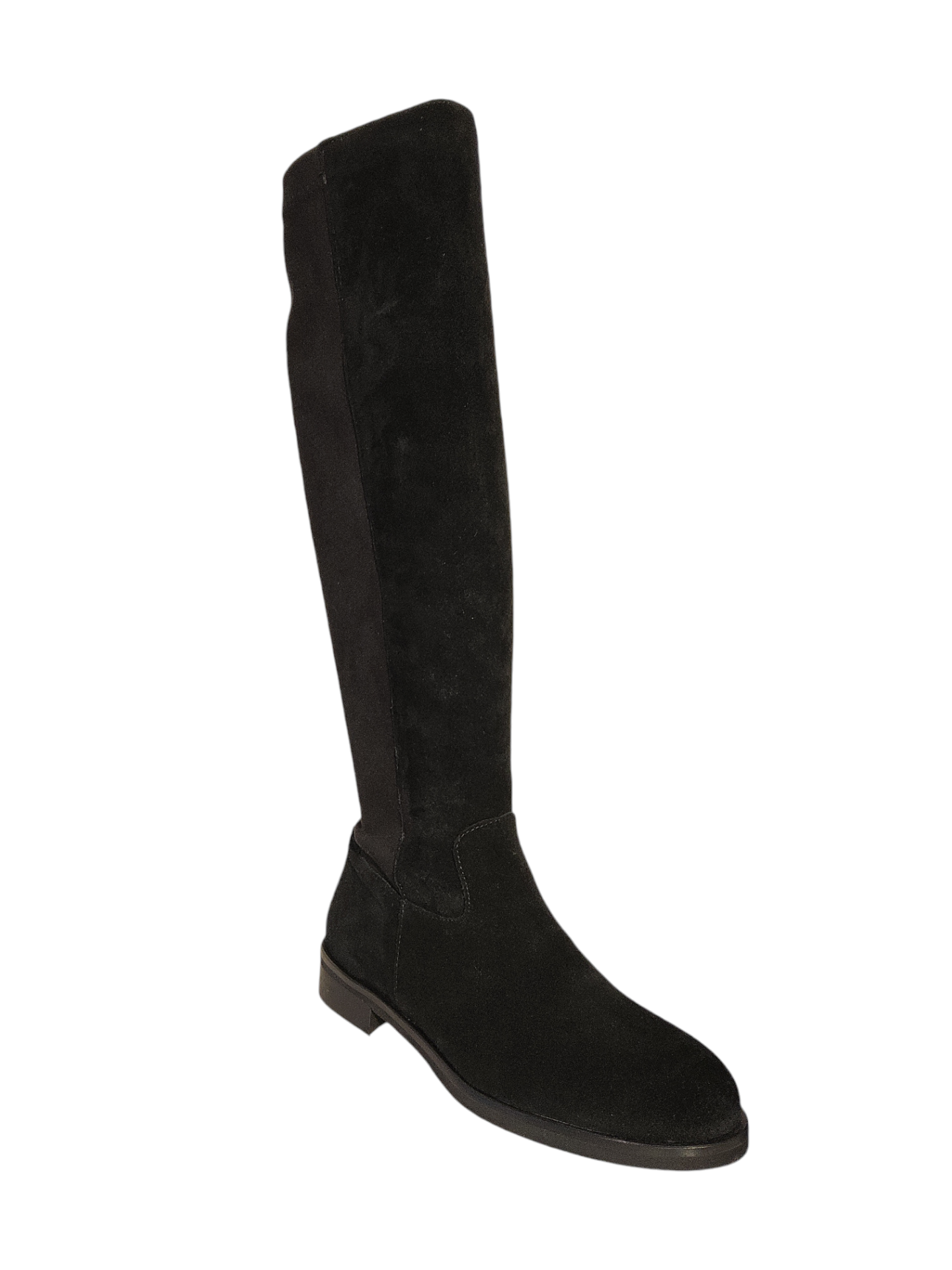 Black suede leather knee-high boots