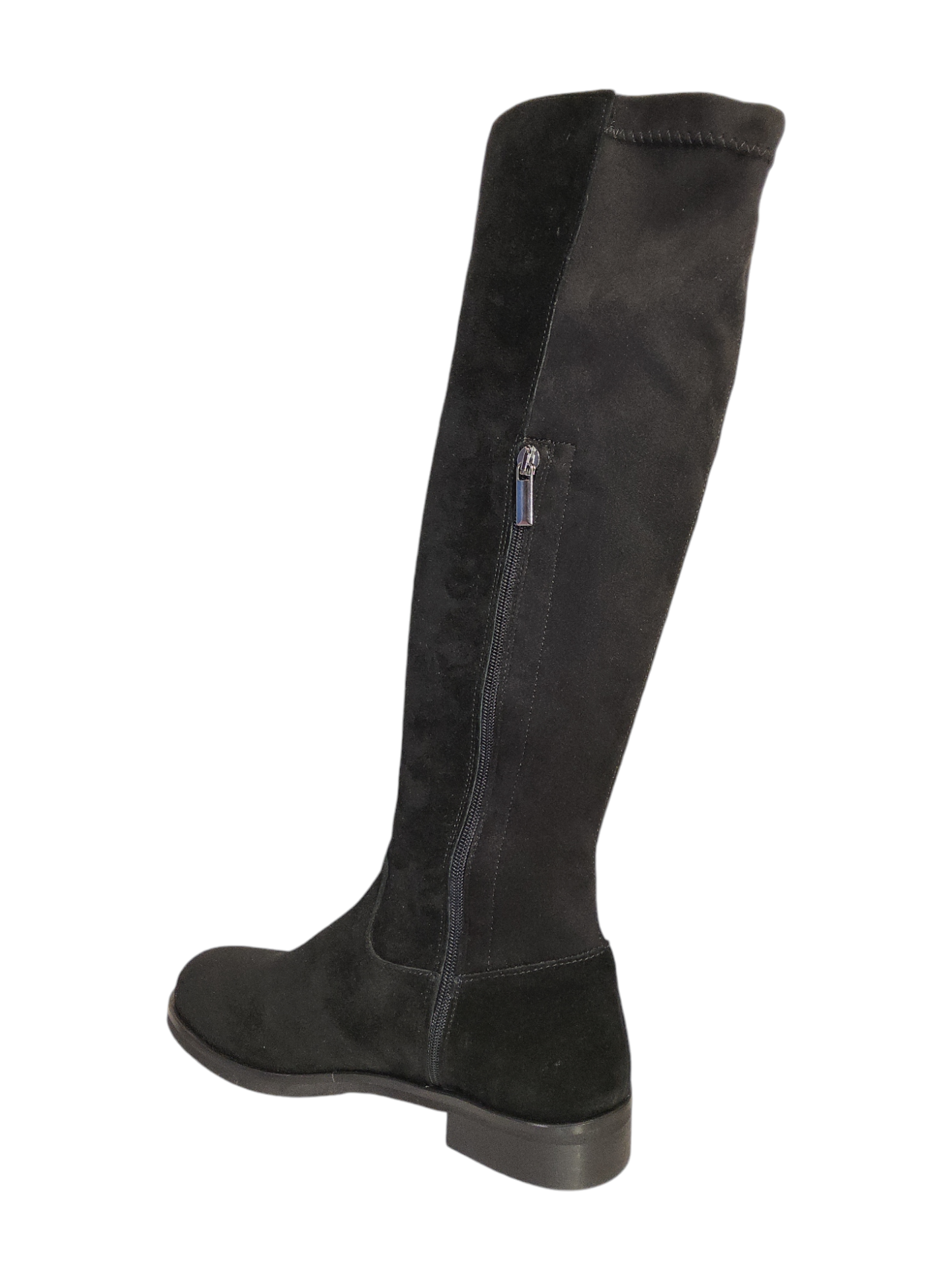 Black suede leather knee-high boots