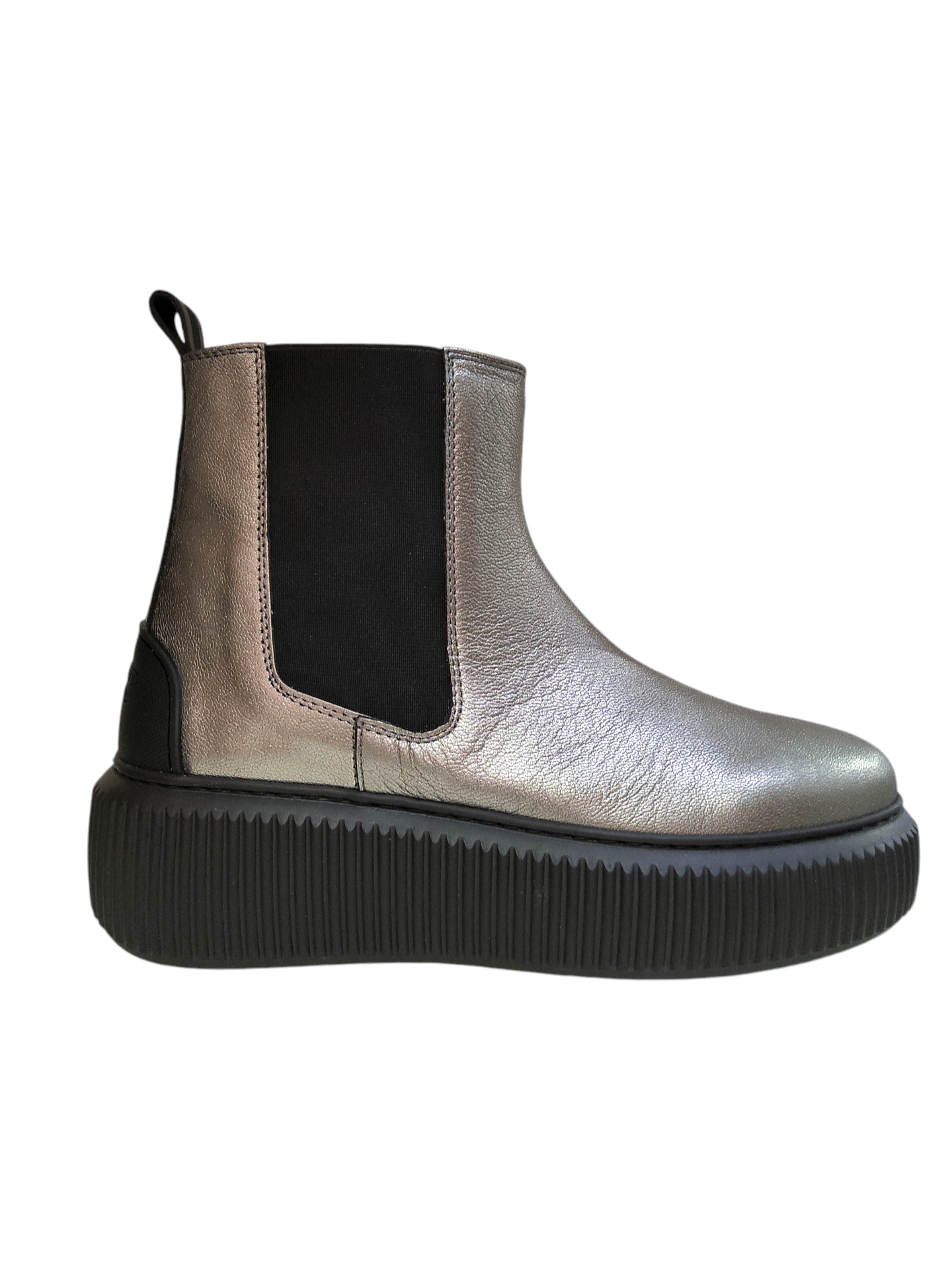 Gun metal leather boot