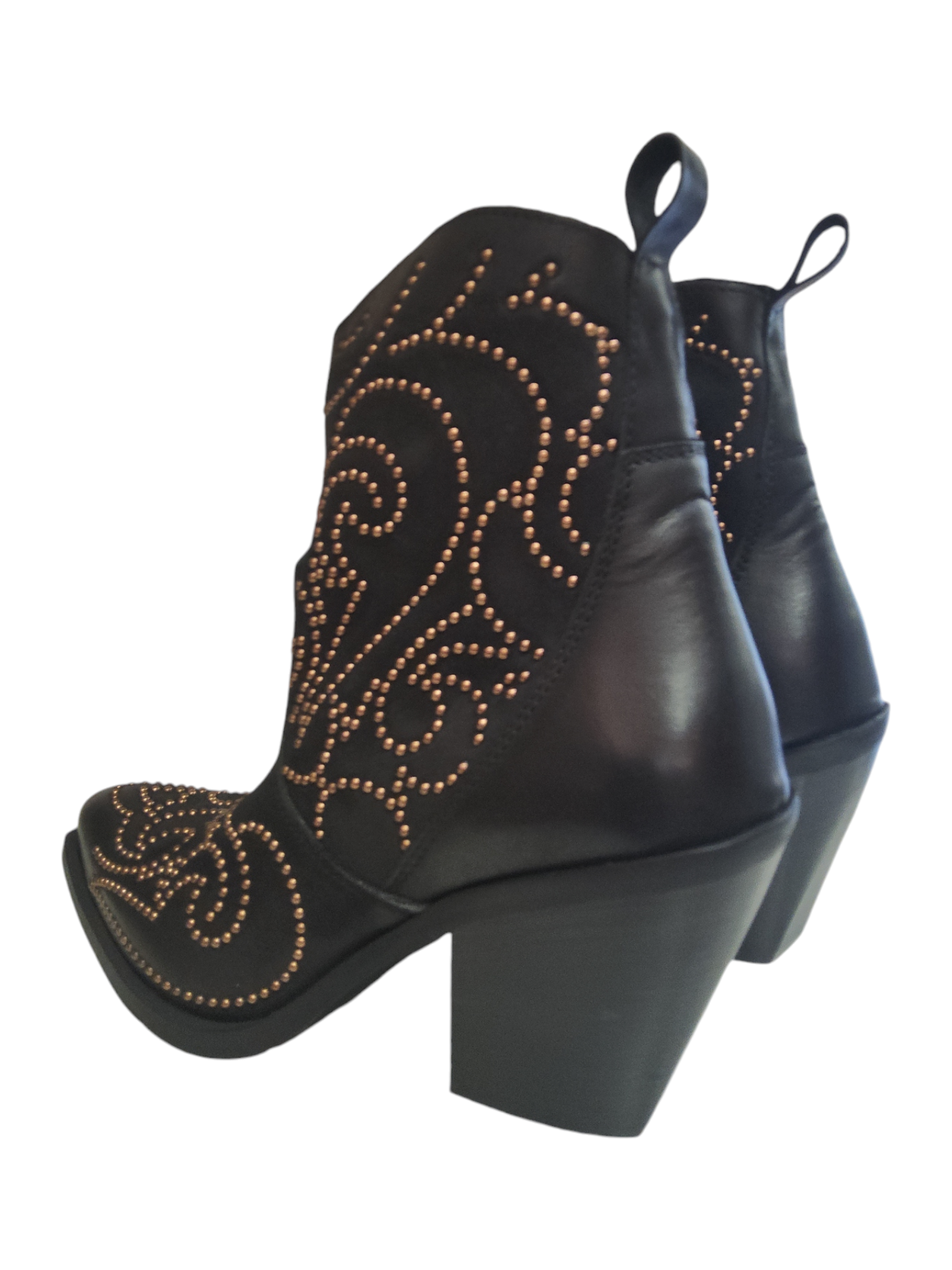 Black leather ankle boots