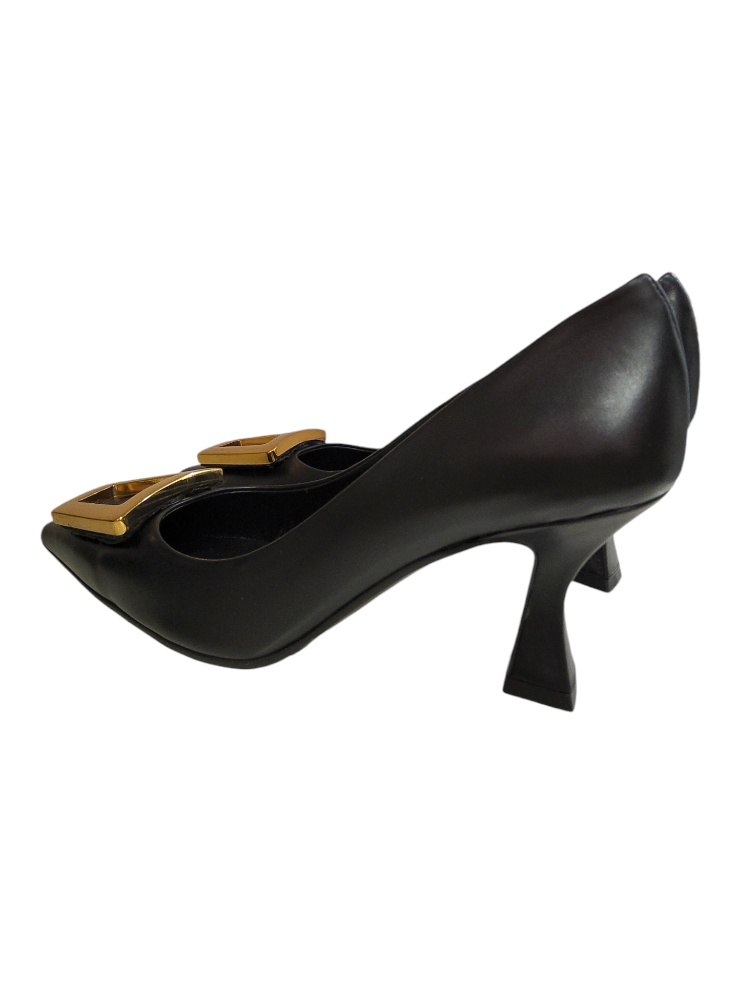 Black leather court shoe