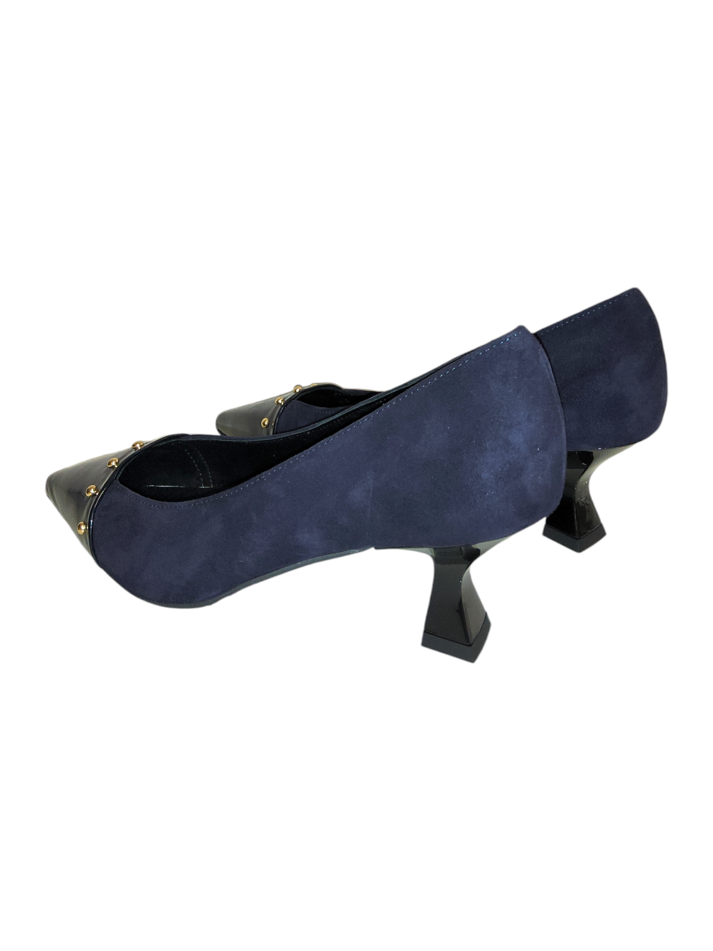 Navy lather court shoe