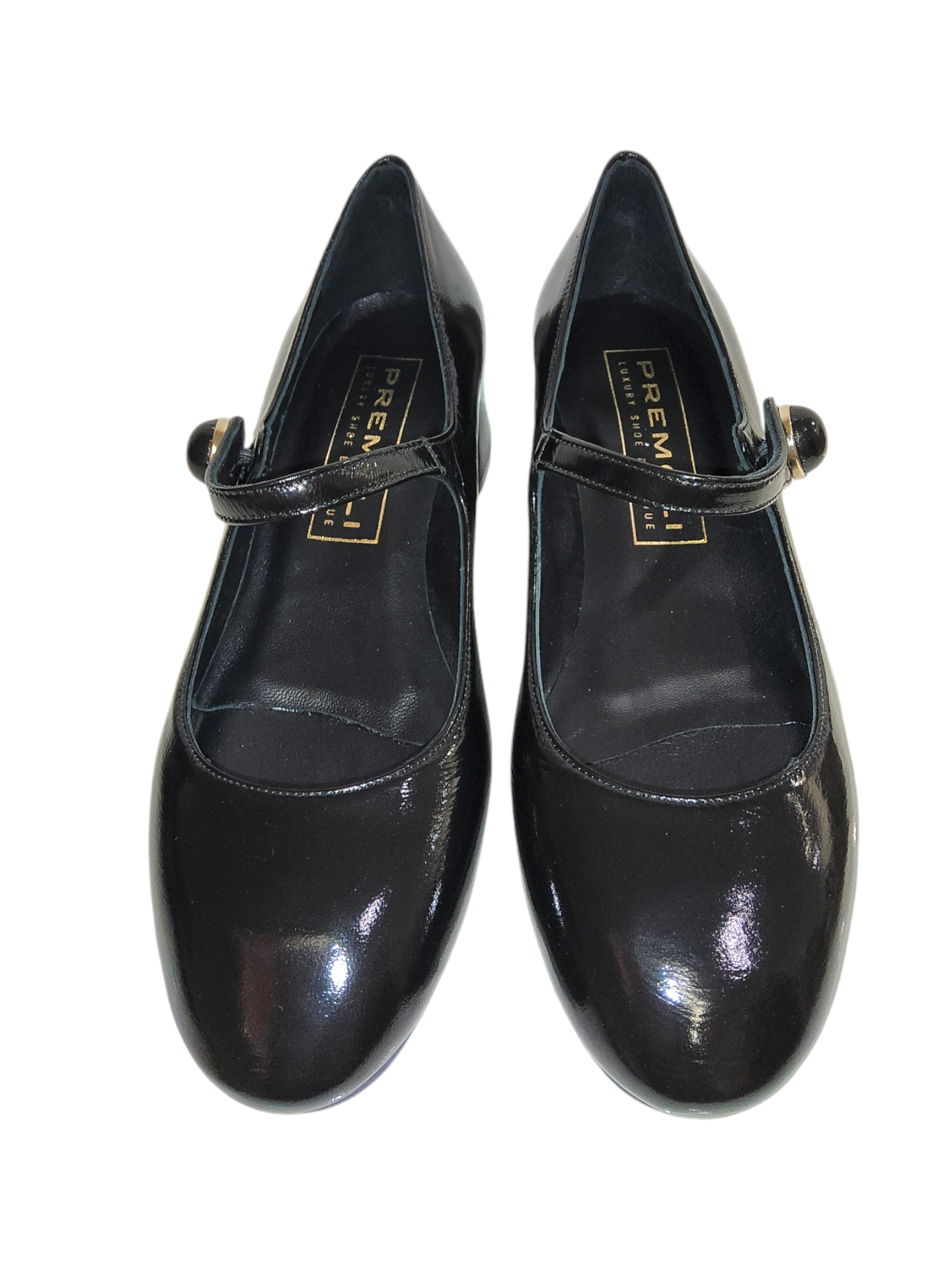 Black leather Mary Jane pumps