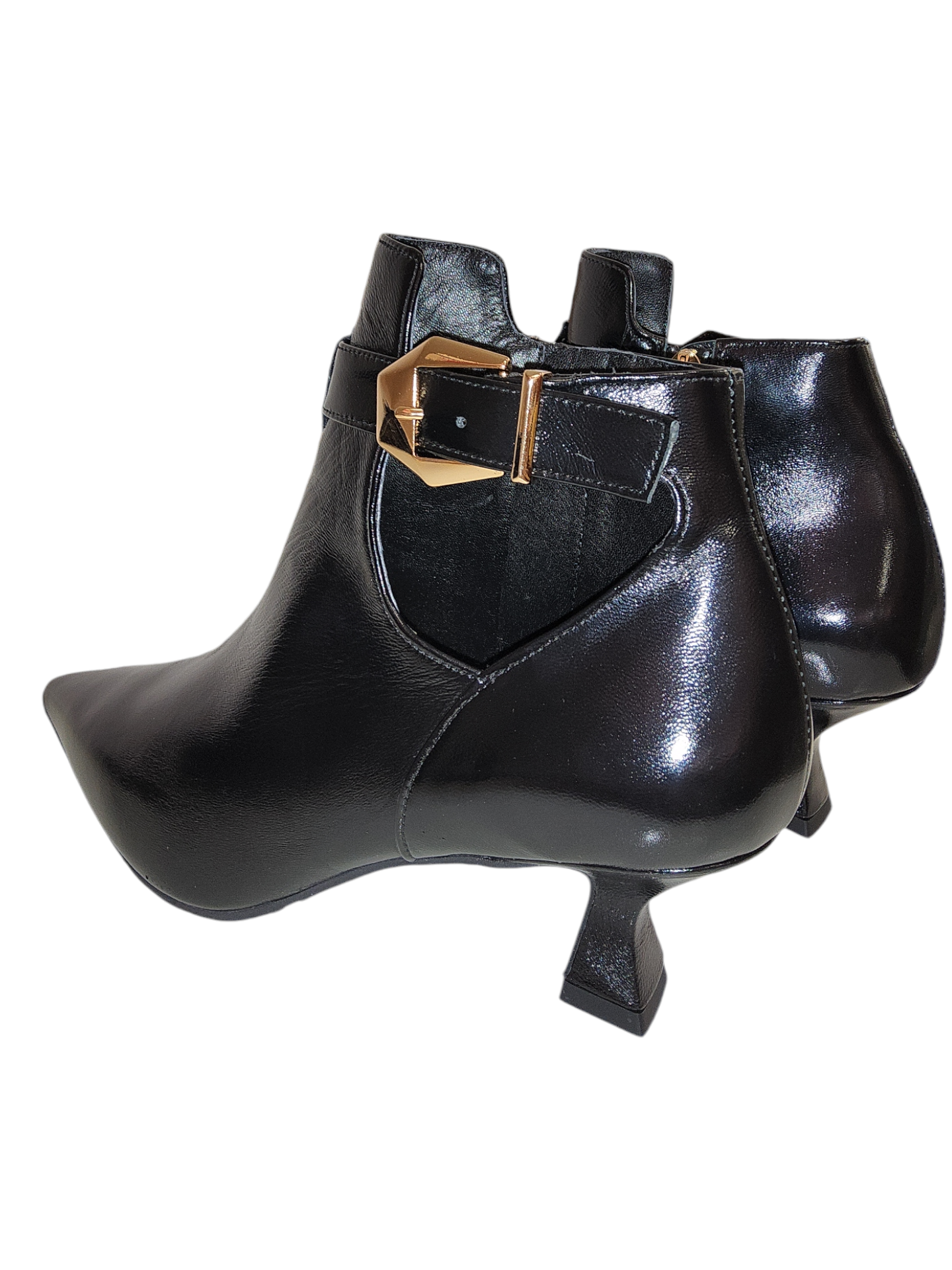 Black leather ankle boots