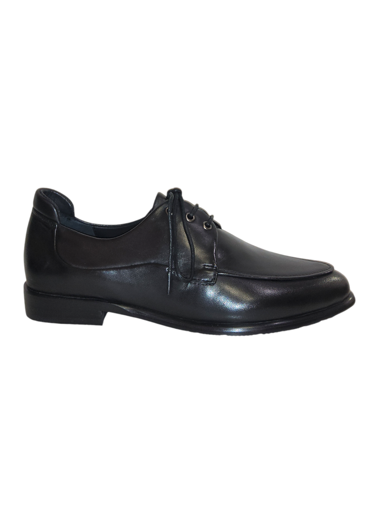 Black leather lace-up shoe