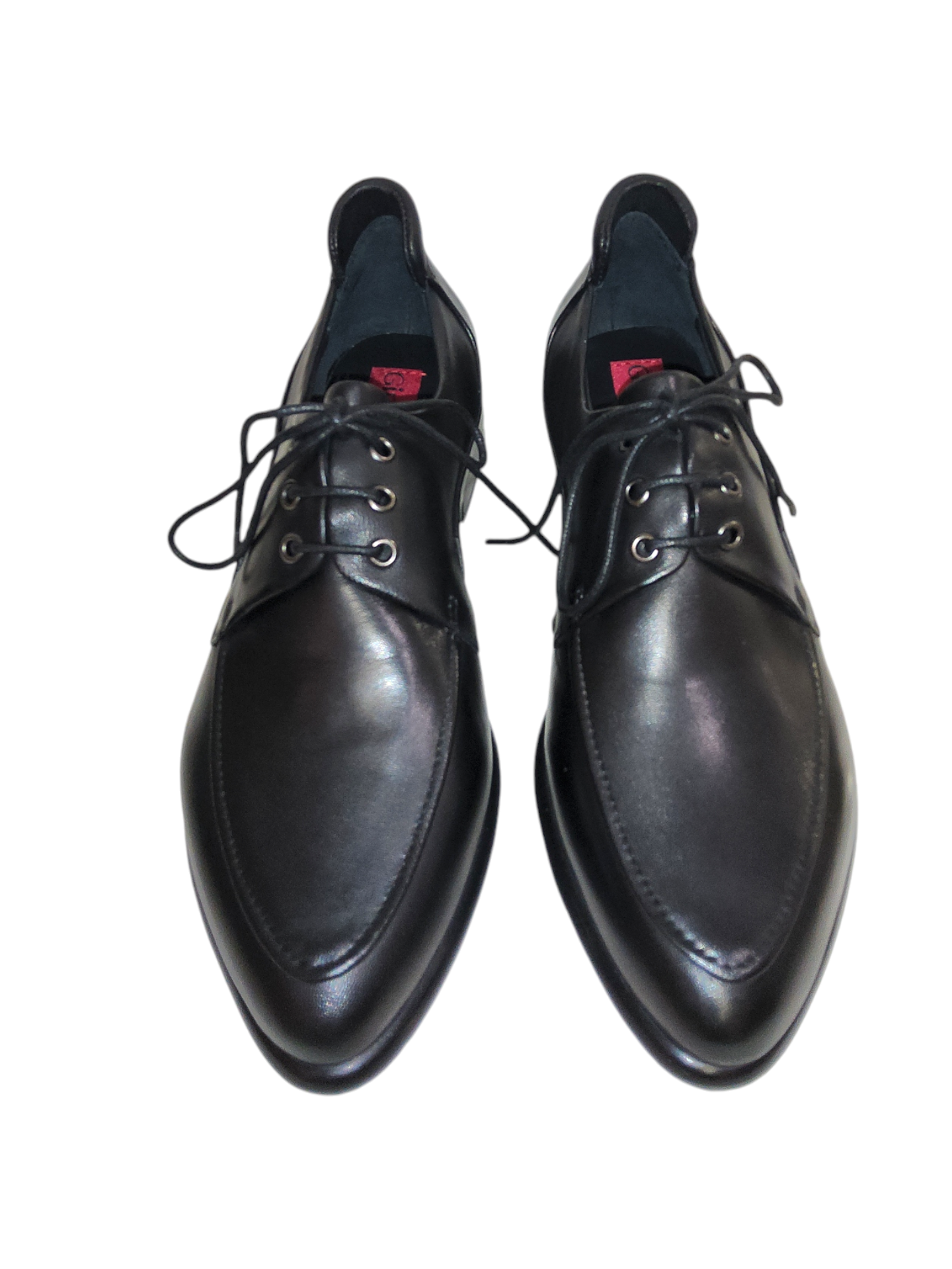 Black leather lace-up shoe