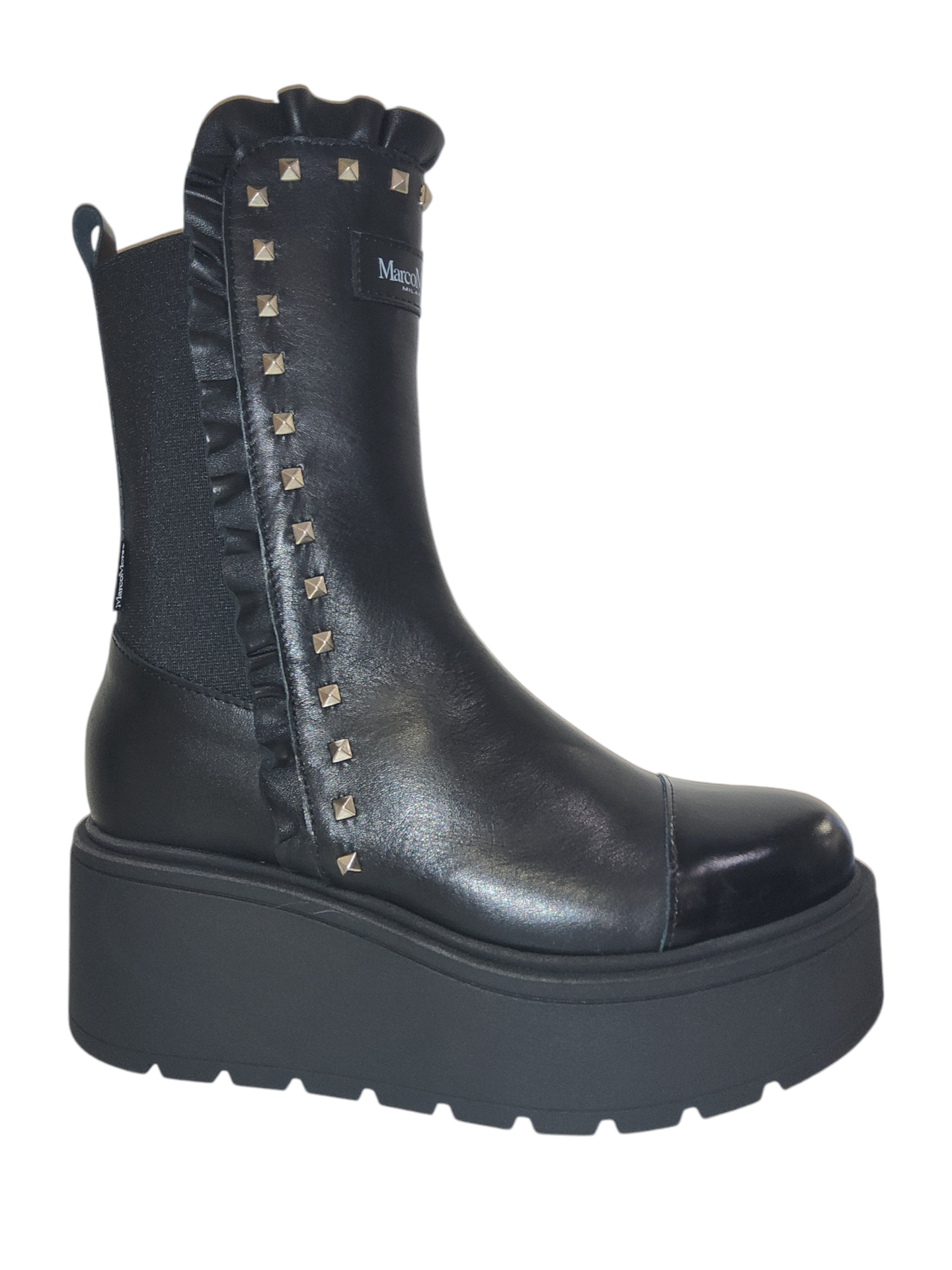 M.Moreo black leather wedge boots