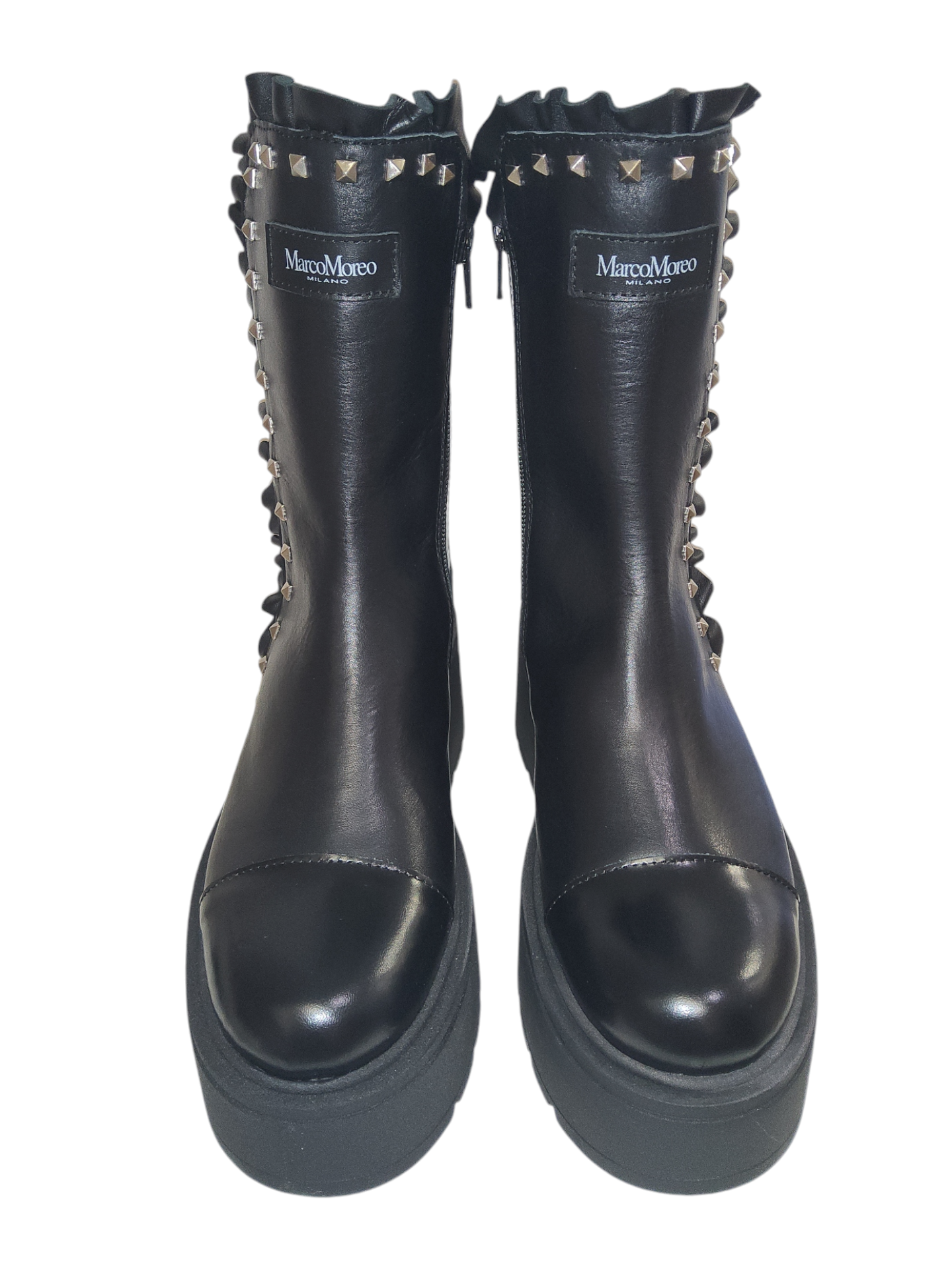 M.Moreo black leather wedge boots