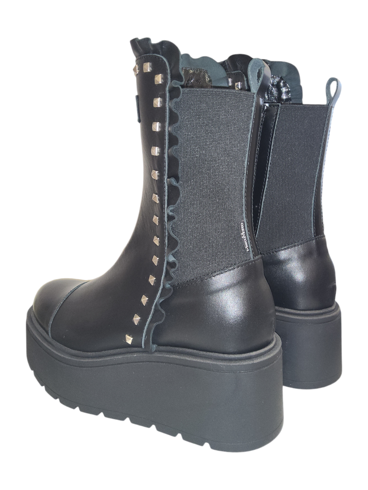 M.Moreo black leather wedge boots