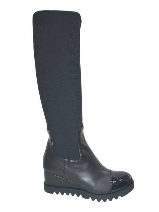 M.Moreo black platform knee high boot