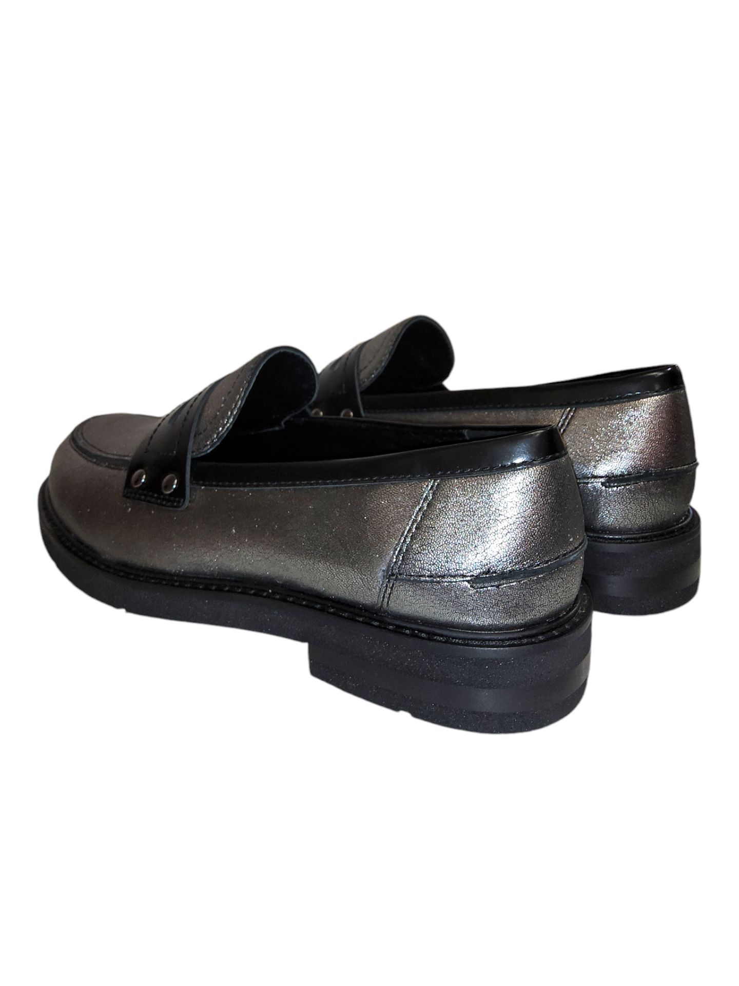 Gun metal leather loafers