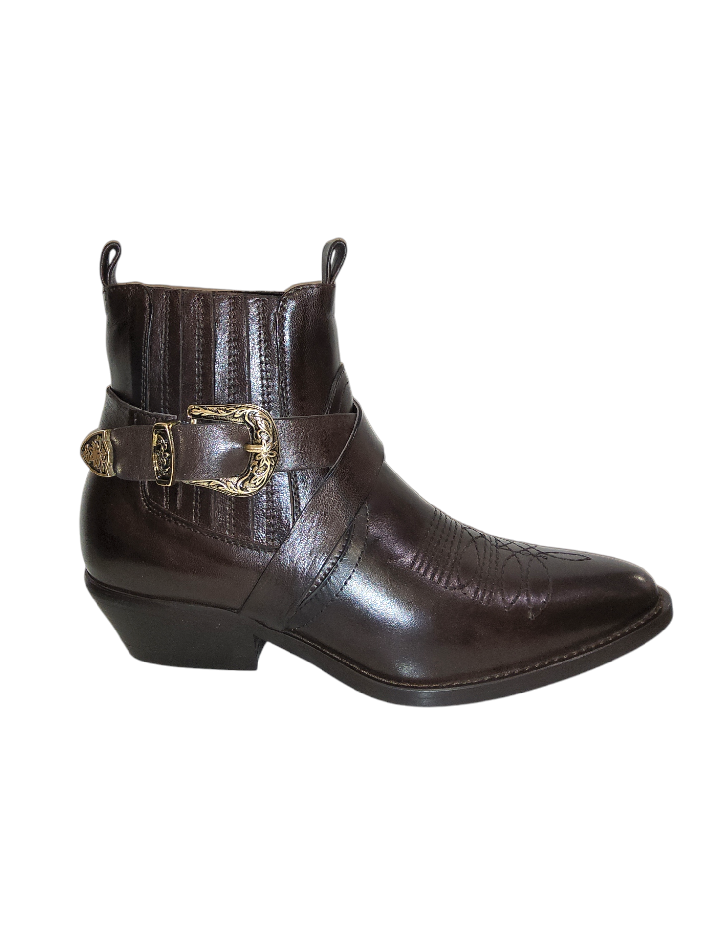 Brown leather ankle boots