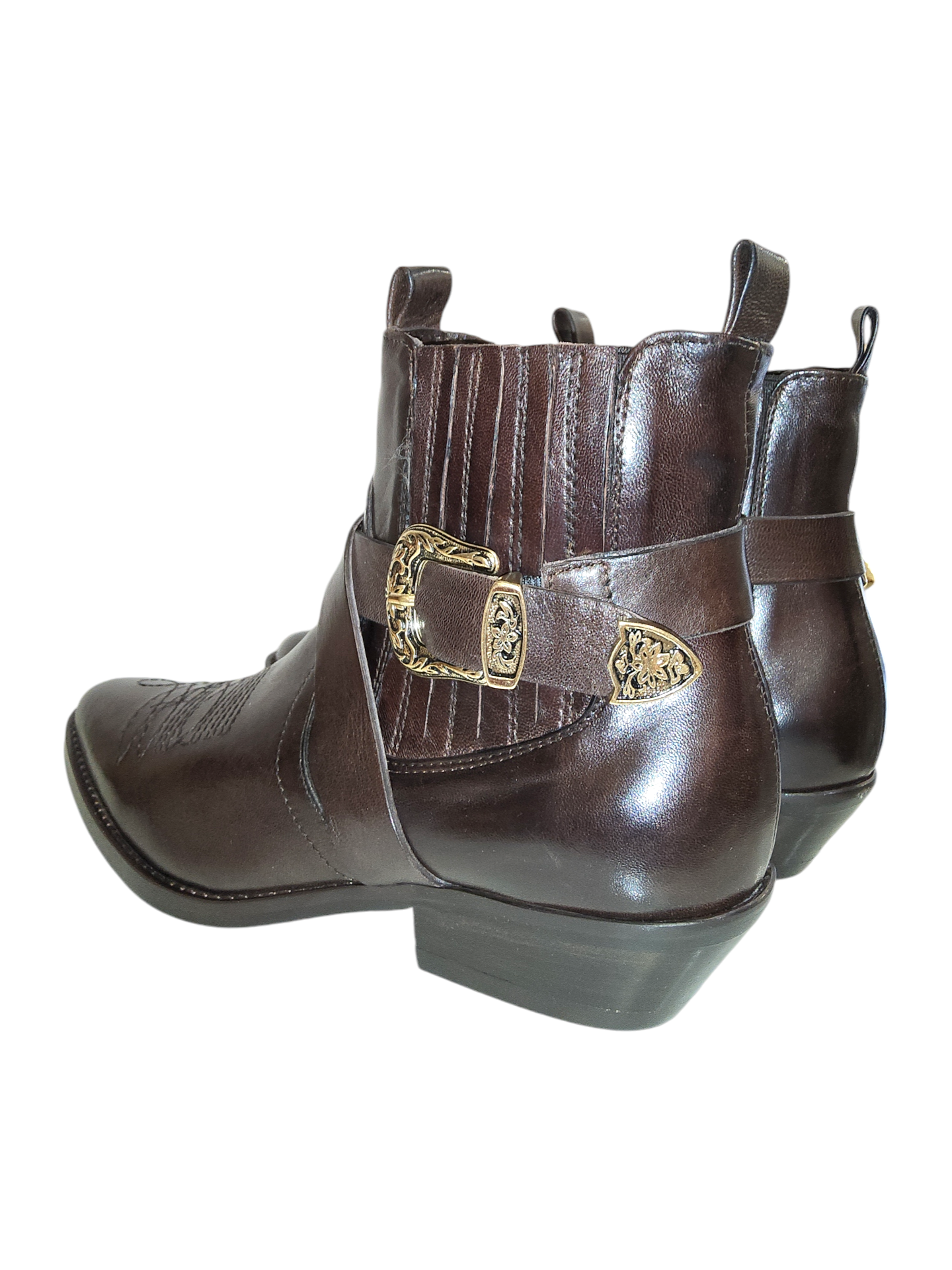 Brown leather ankle boots