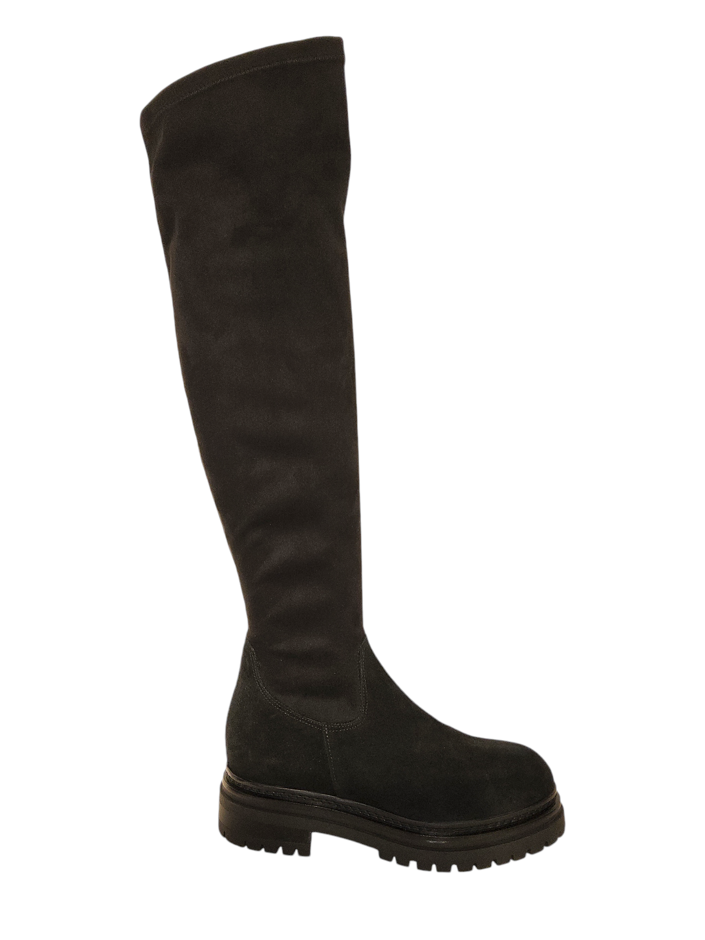 Black suede leather over-the knee boots