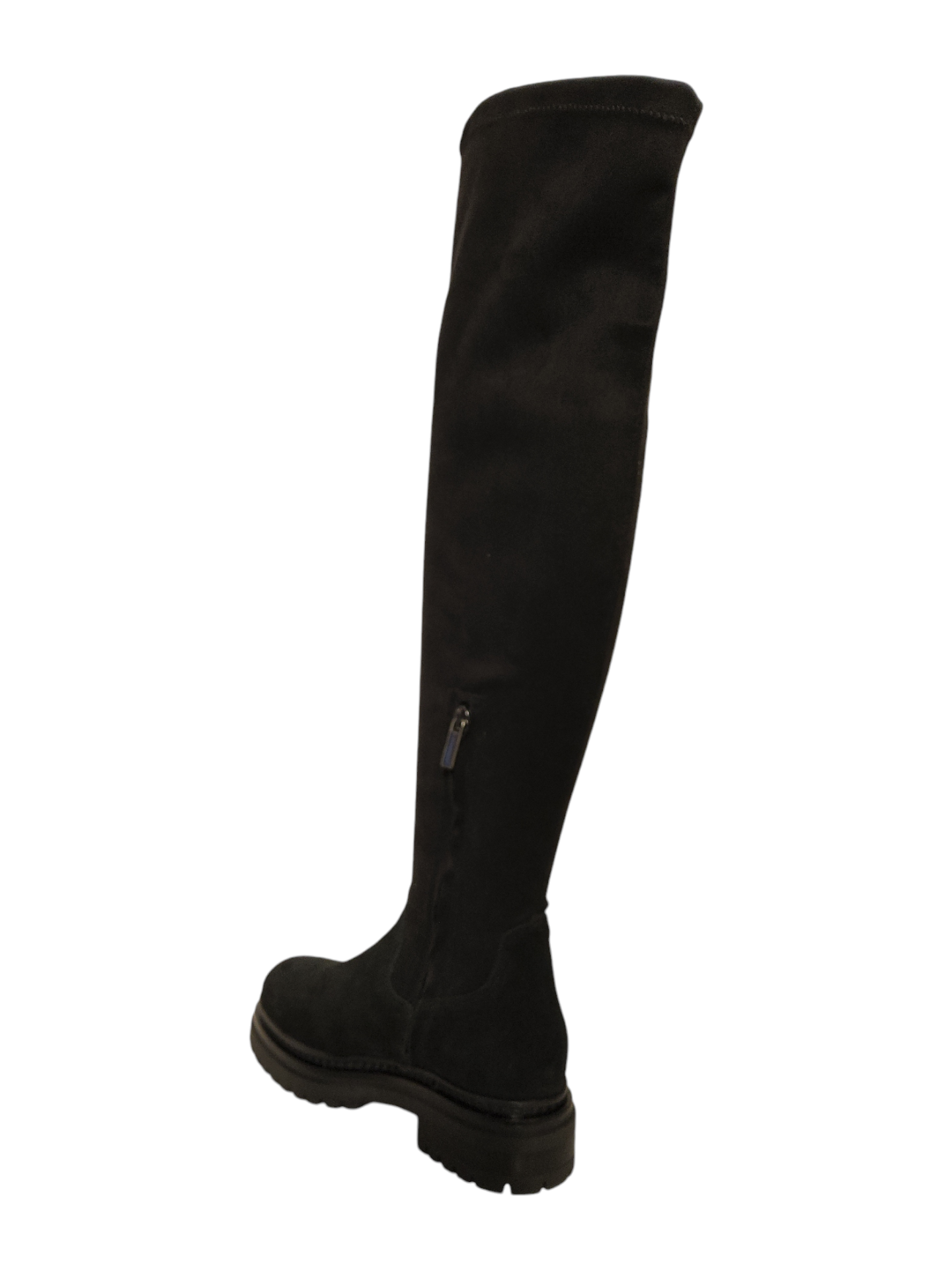 Black suede leather over-the knee boots