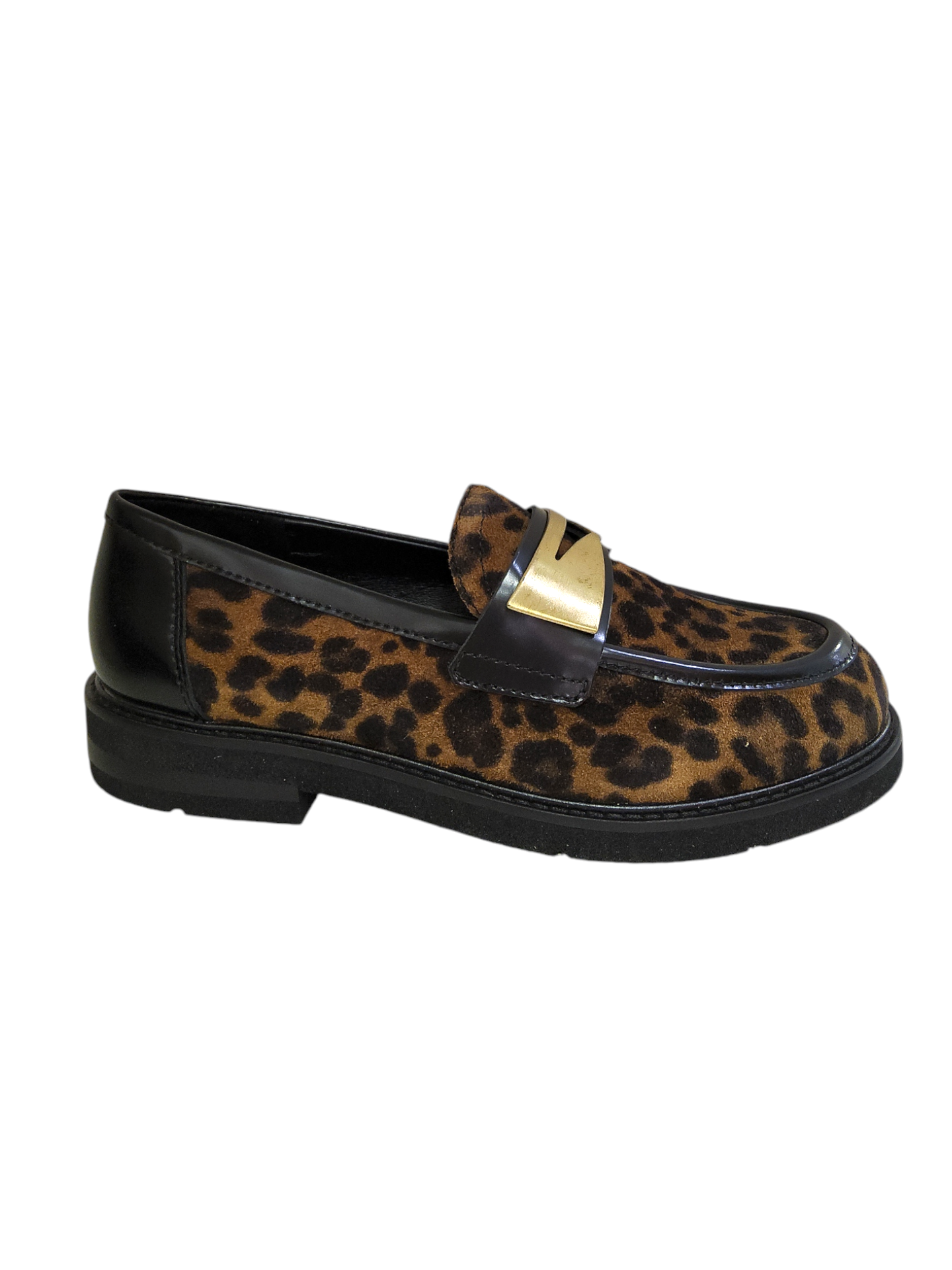 Leopard print leather loafers