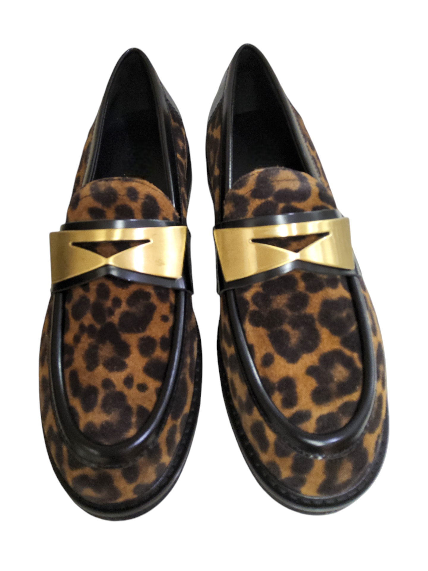 Leopard print leather loafers