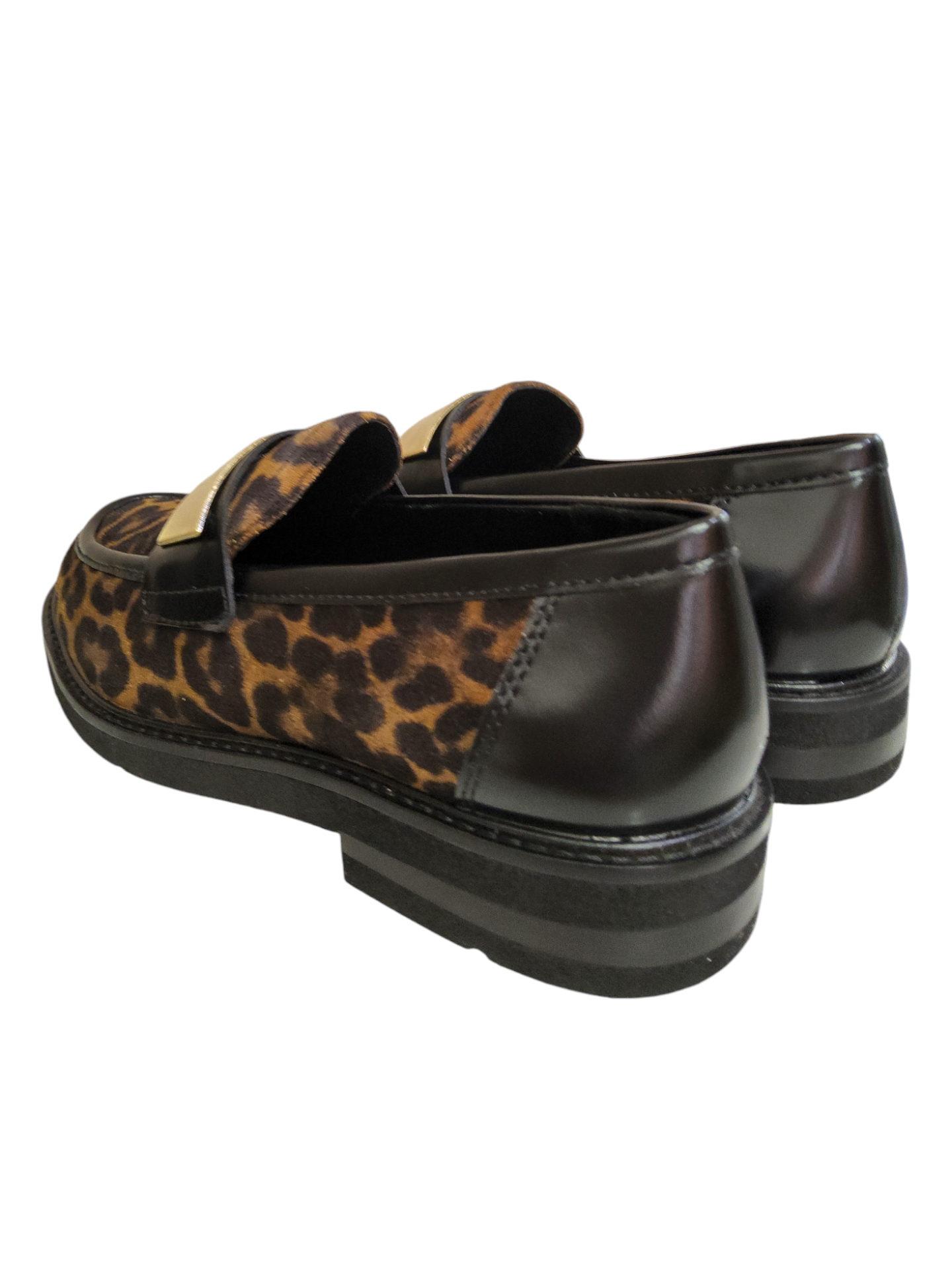 Leopard print leather loafers