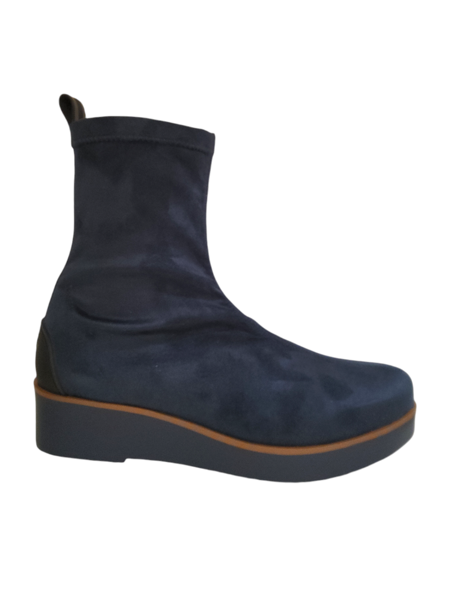 Navy Elastic fabric ankle boots